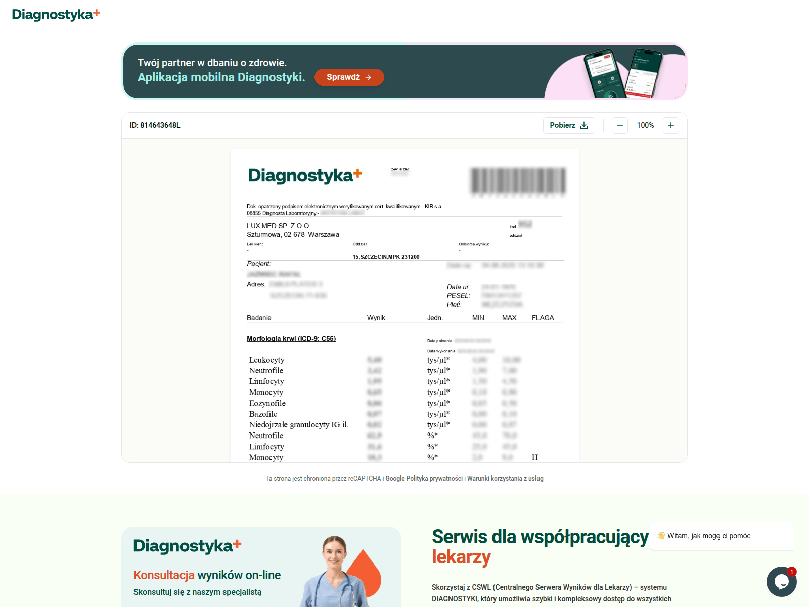 Screenshot of diagnostyka.cfd