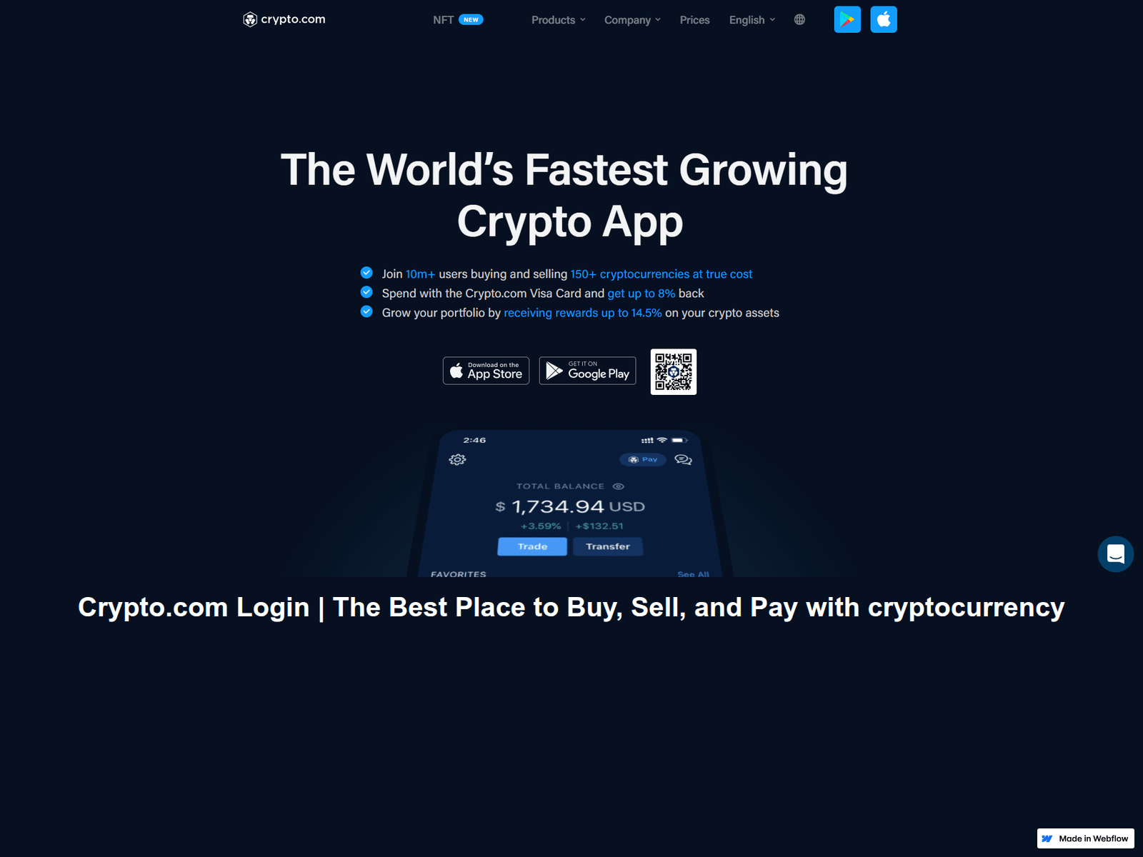 Screenshot of crypt0com-login.webflow.io