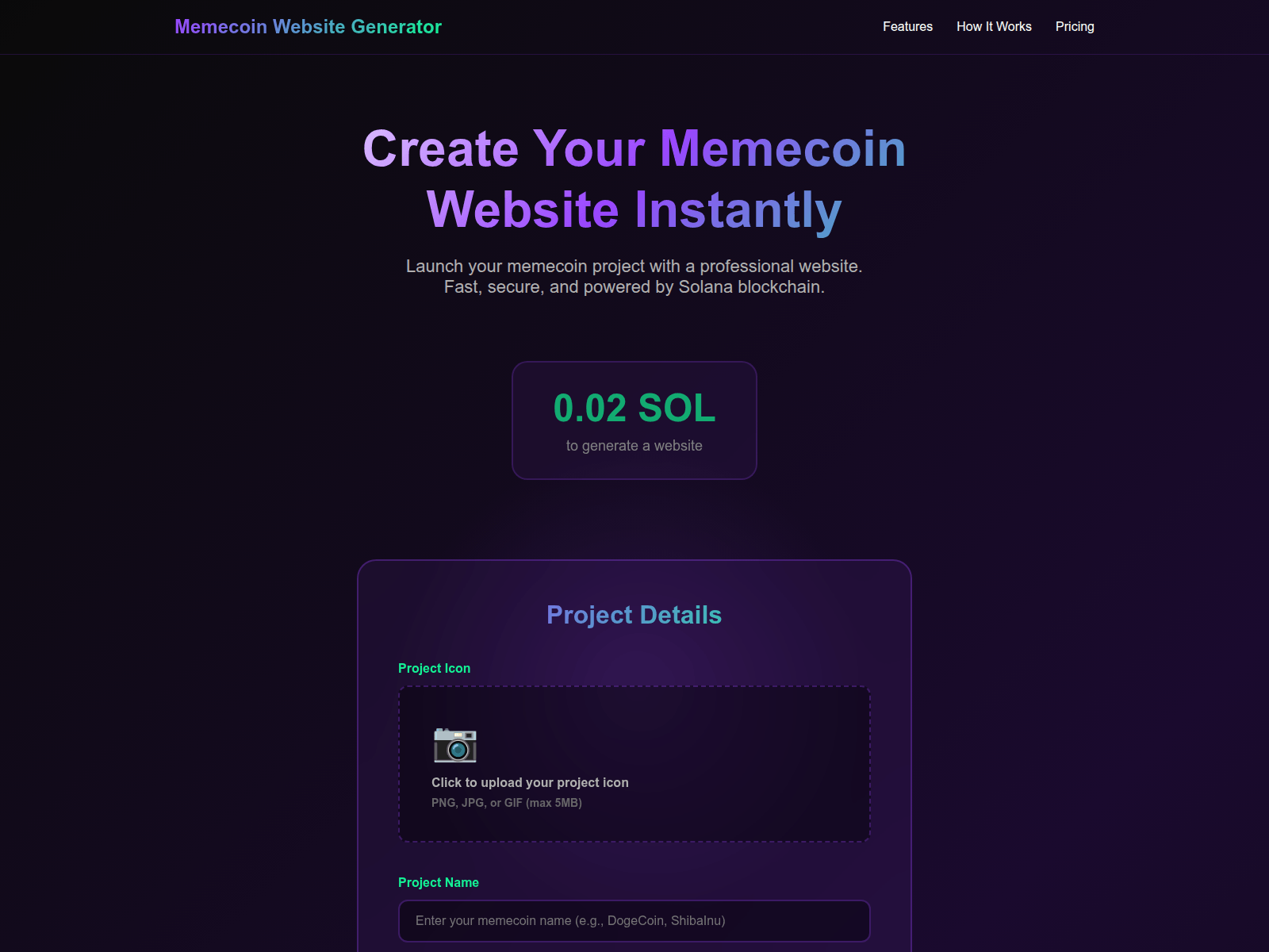 Screenshot of memecoinwebsite-generator.click