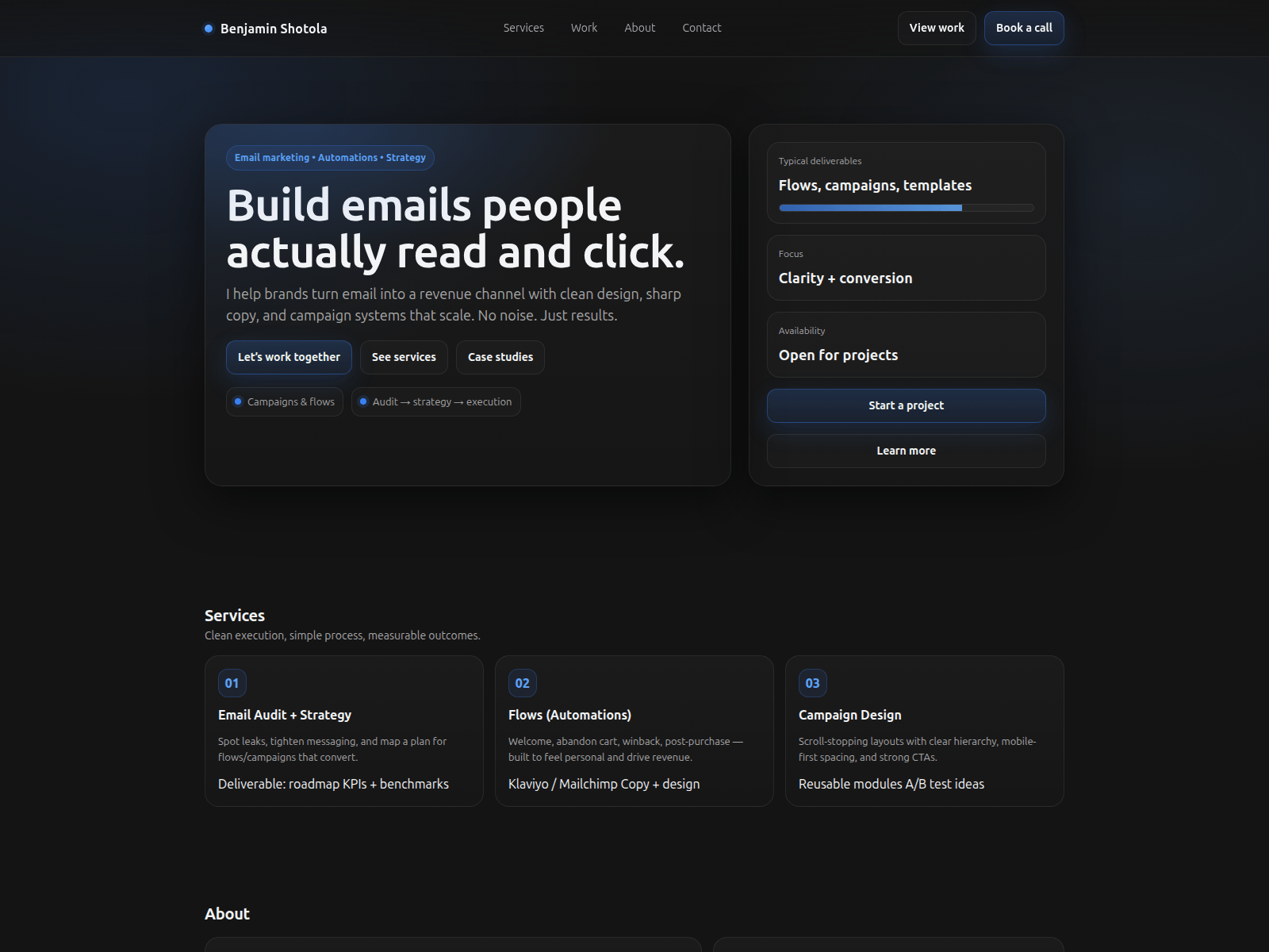 Screenshot of benjaminshotola.click