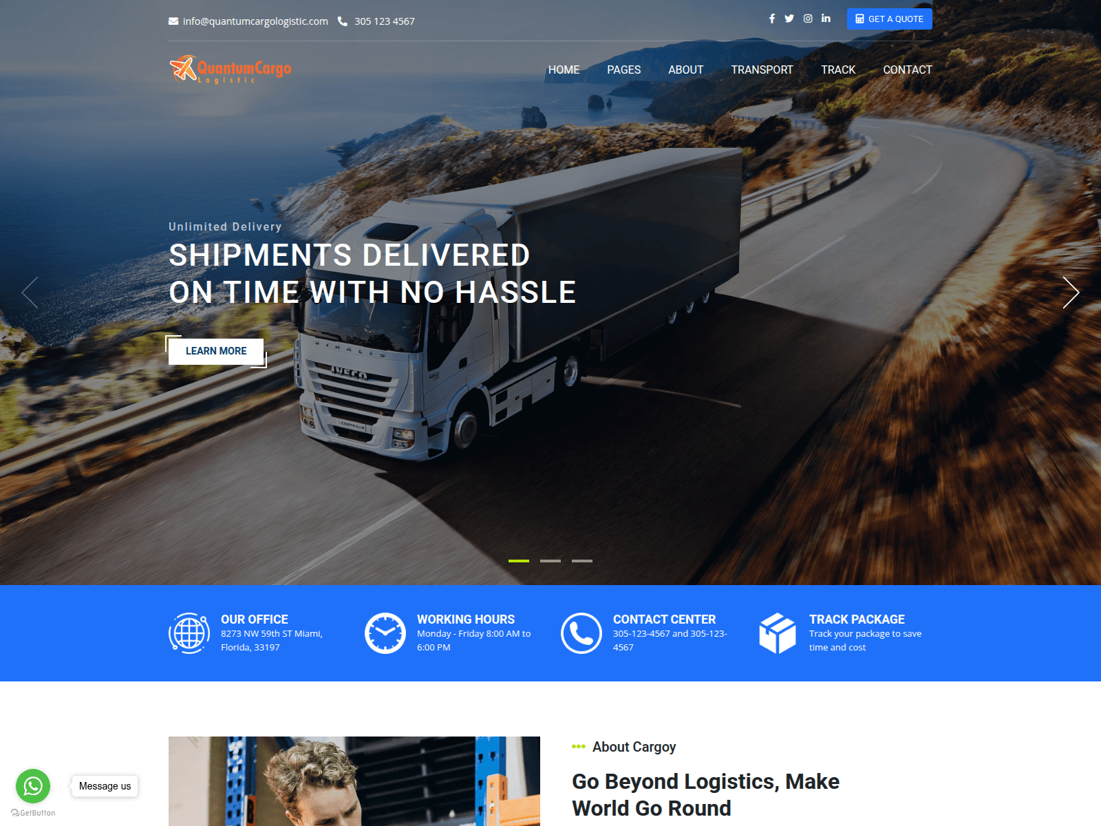 Screenshot of quantumcargologistic.com
