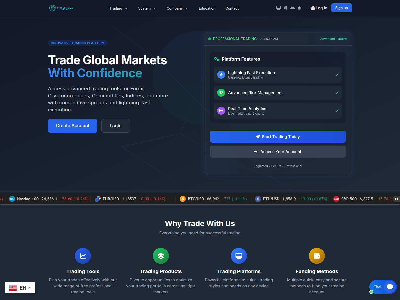 Screenshot of prouptimizetrade.com