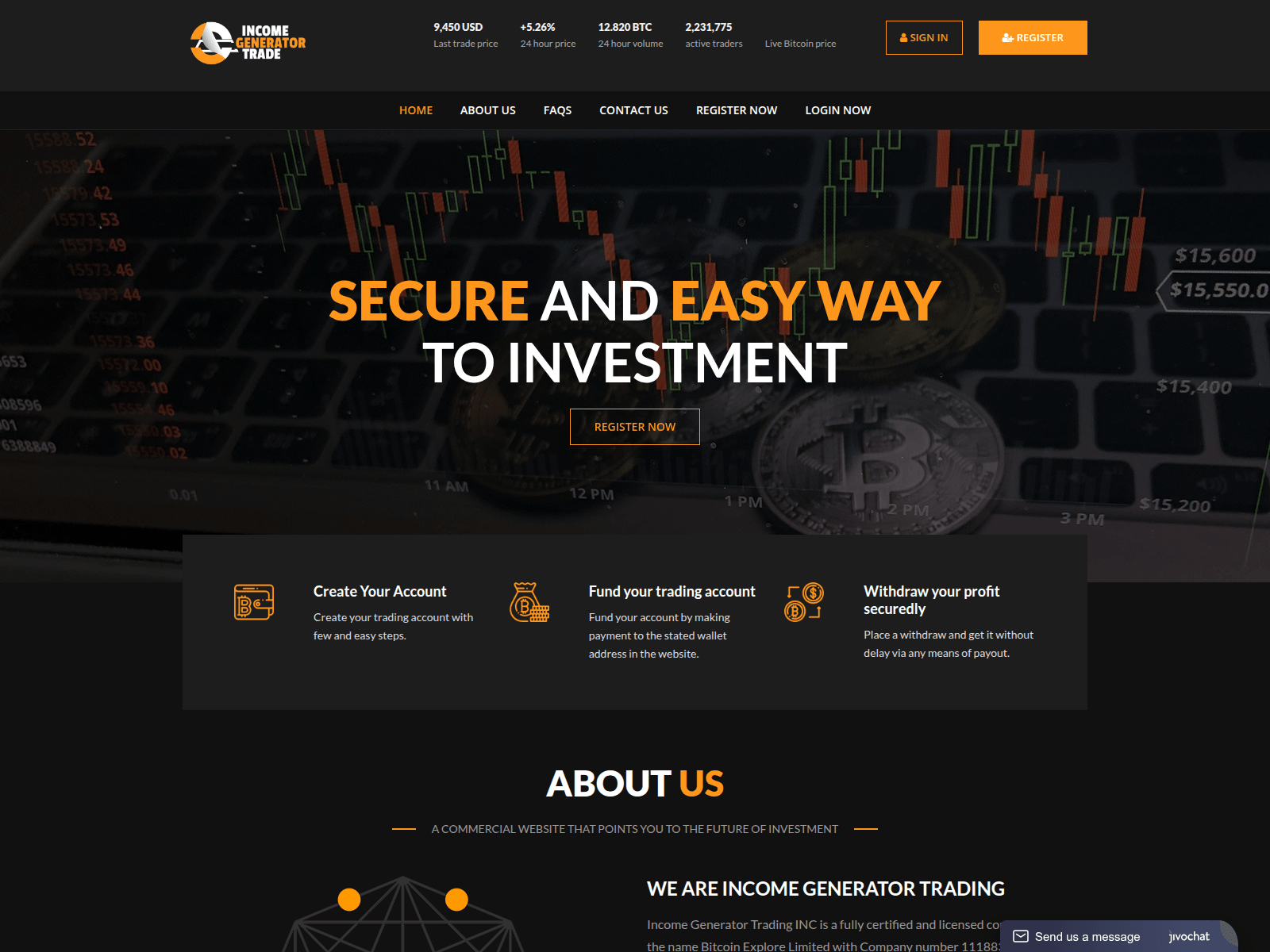 Screenshot of incomegeneratortrading.com