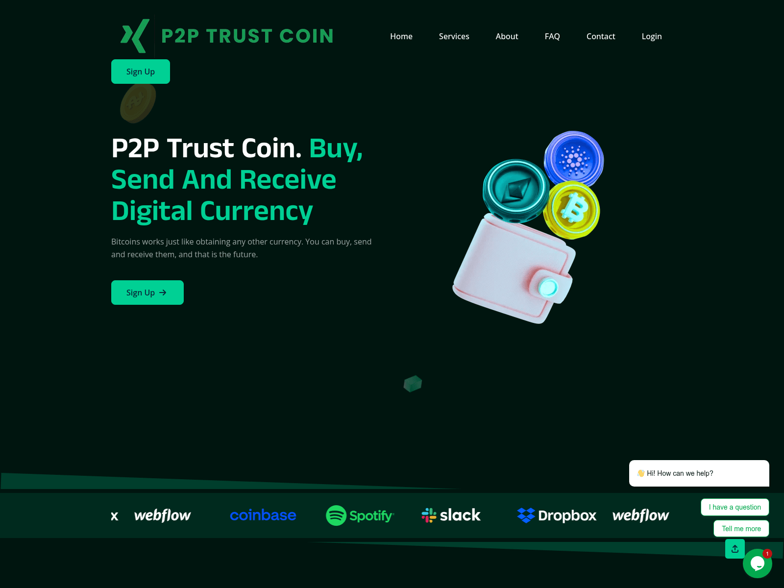 Screenshot of p2ptrustcoin.com