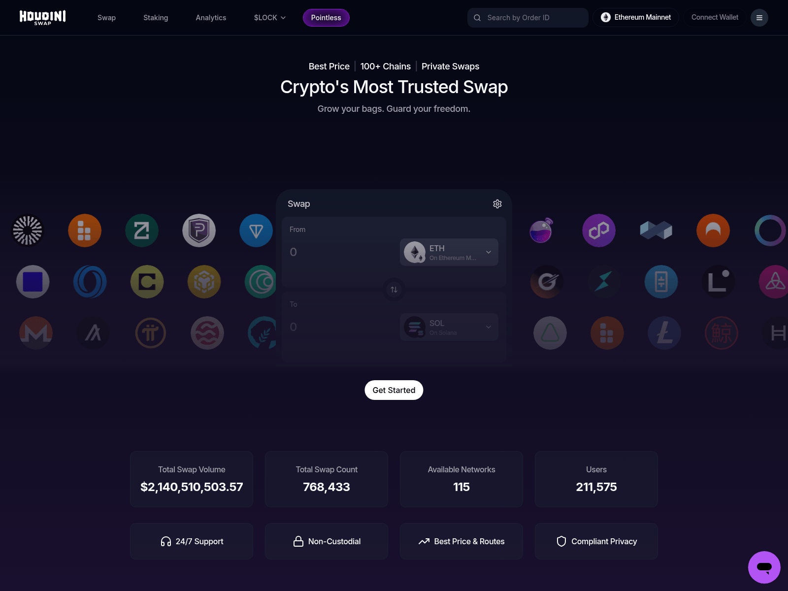 Screenshot of houudiniswap.com