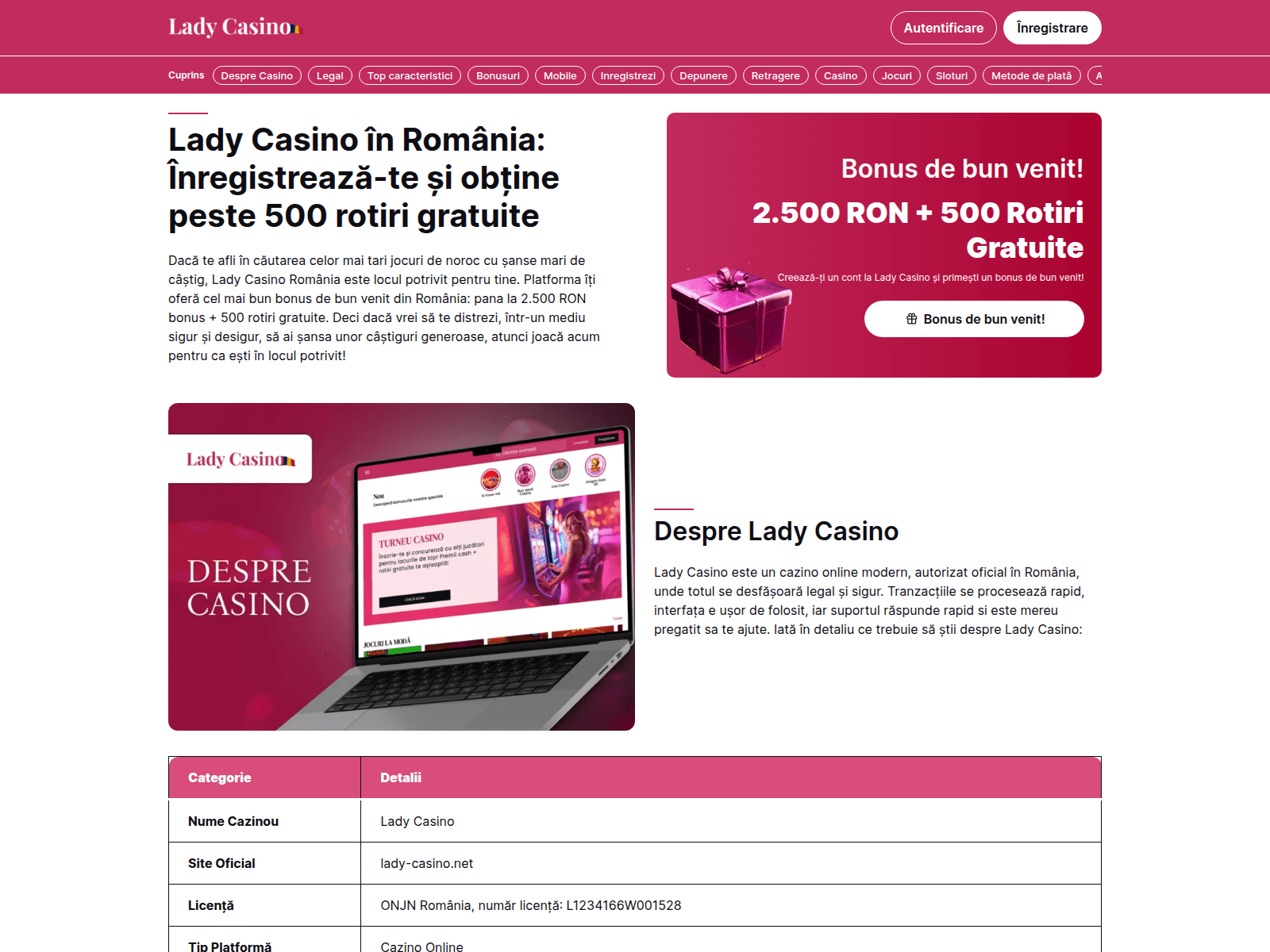 Screenshot of lady-casino.net