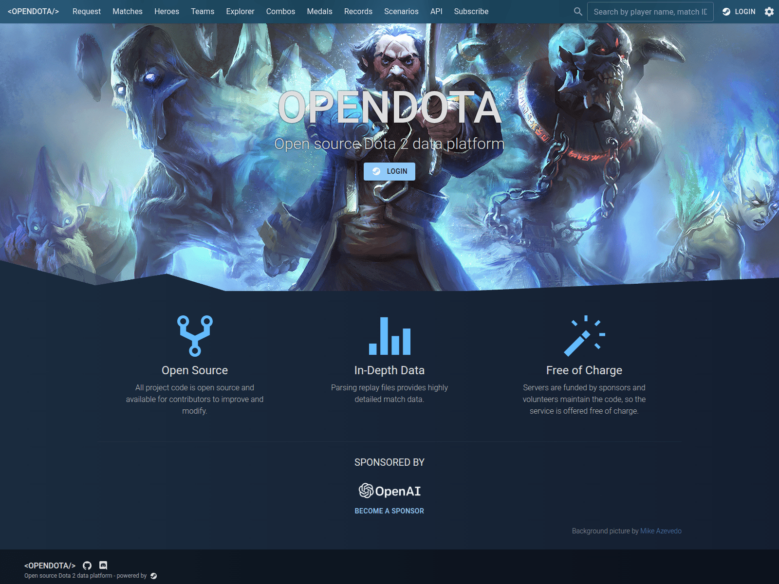 Screenshot of opendota.net