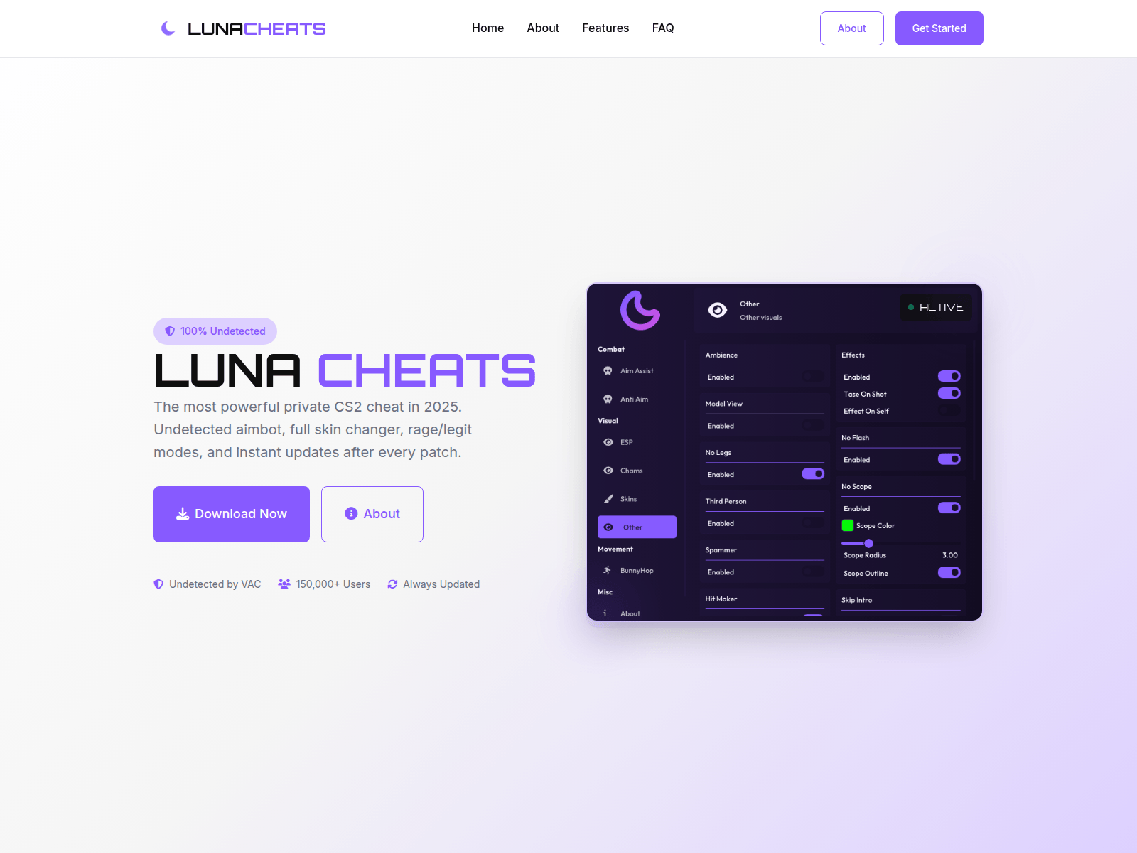 Screenshot of lunacheats.net