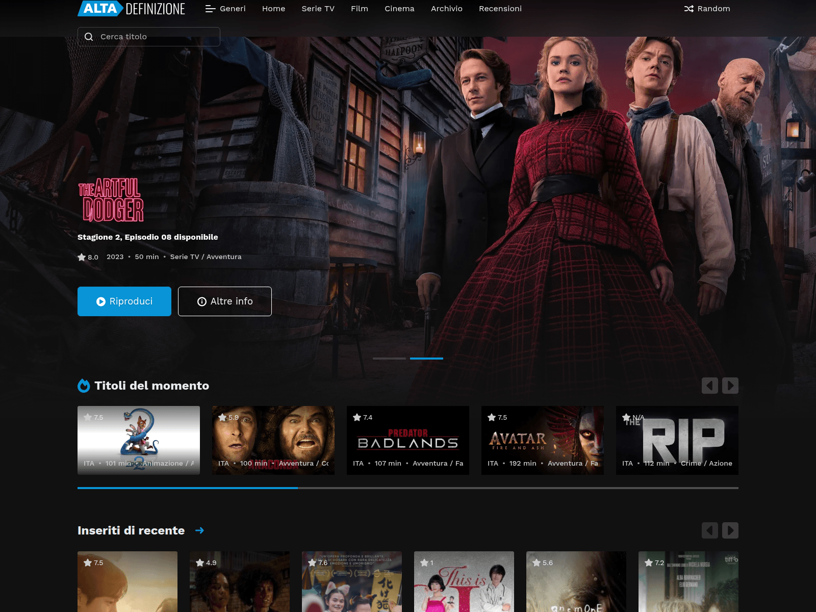 Screenshot of altadefinizionegratis.news