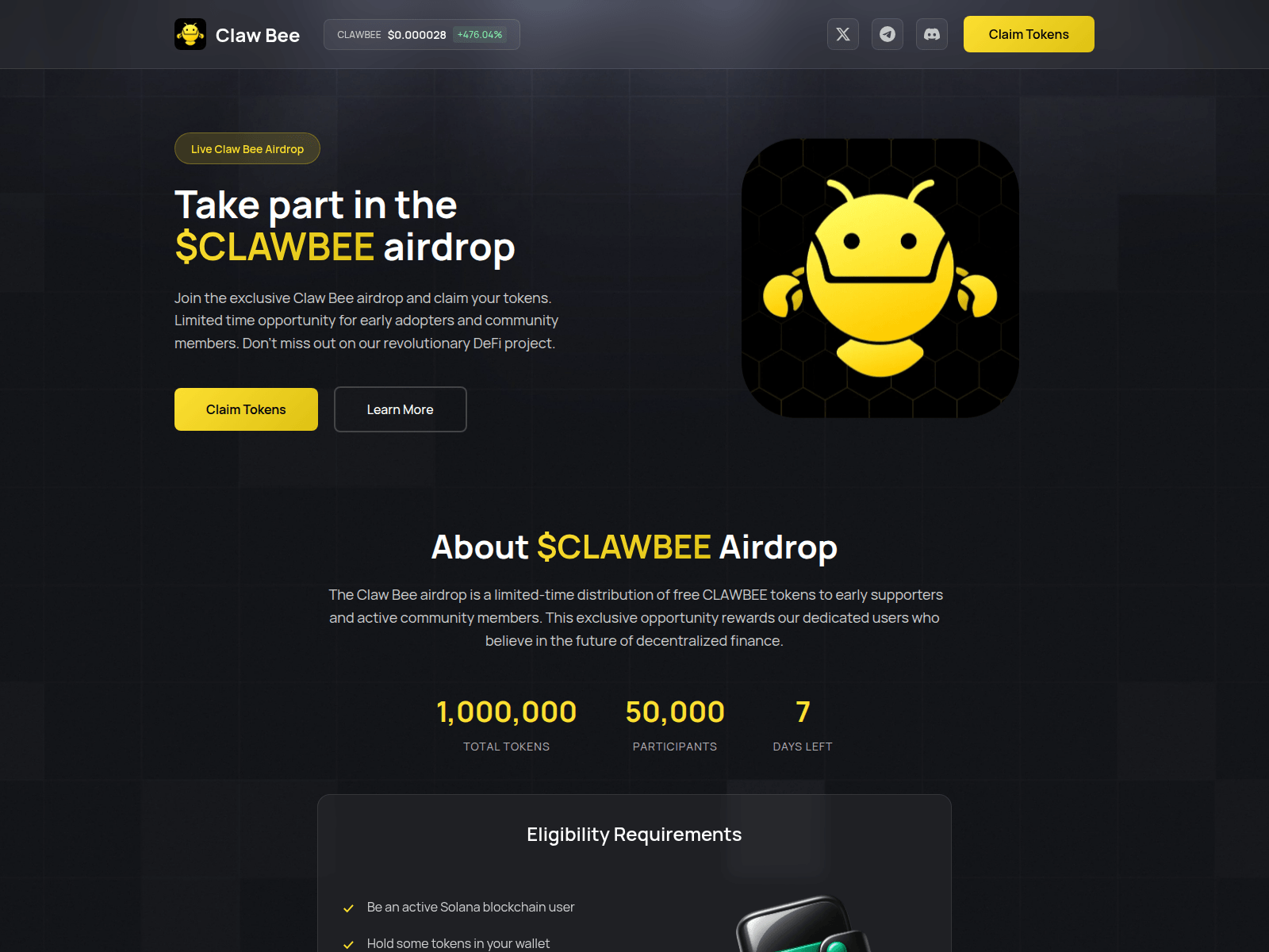 Screenshot of event-clawbee.fun