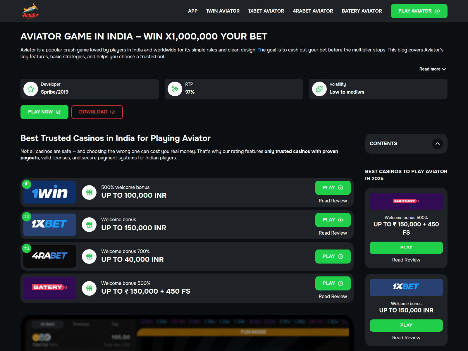 Screenshot of aviator-game-official-indi.com