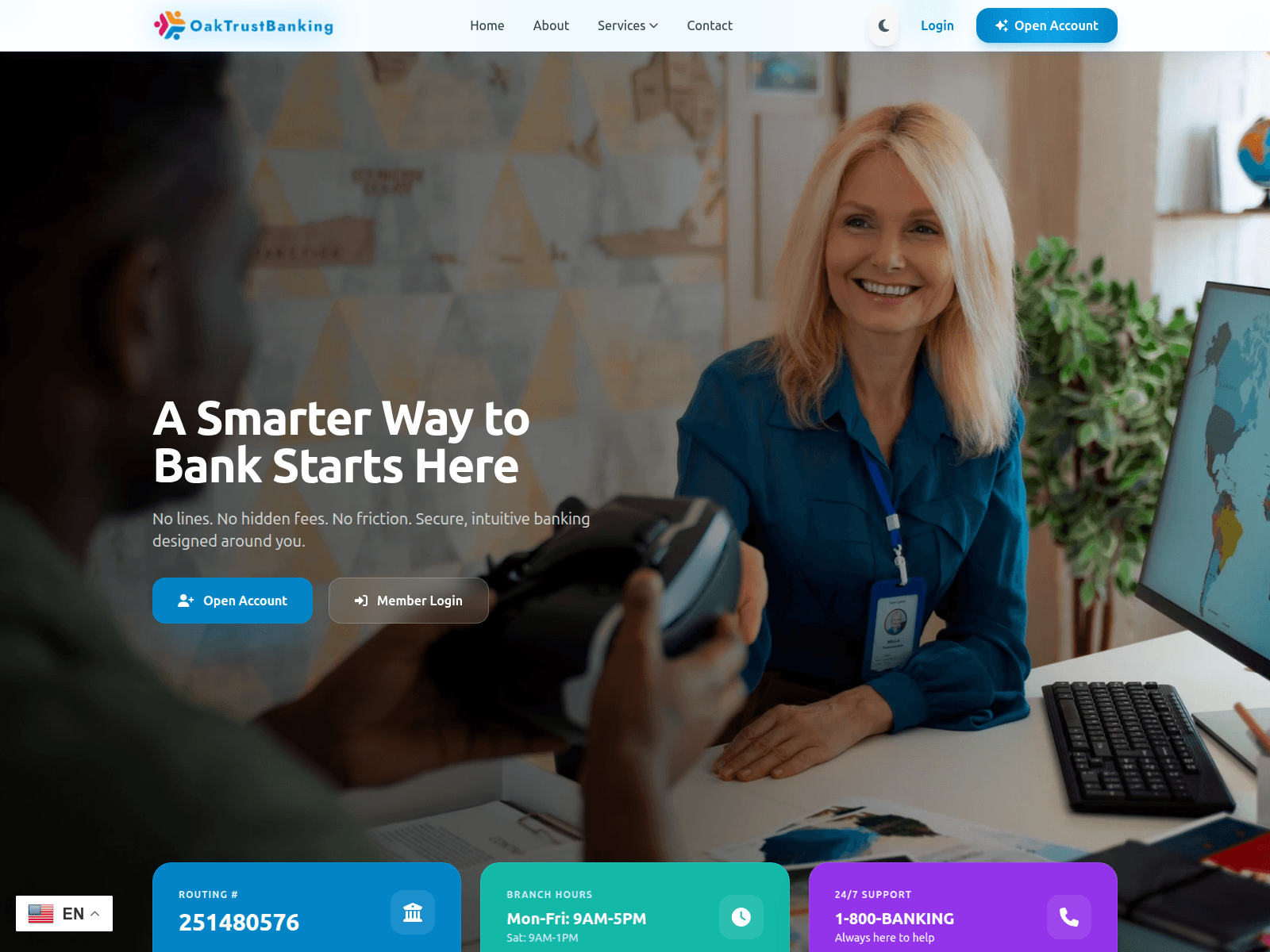 Screenshot of oaktrustbanking.com