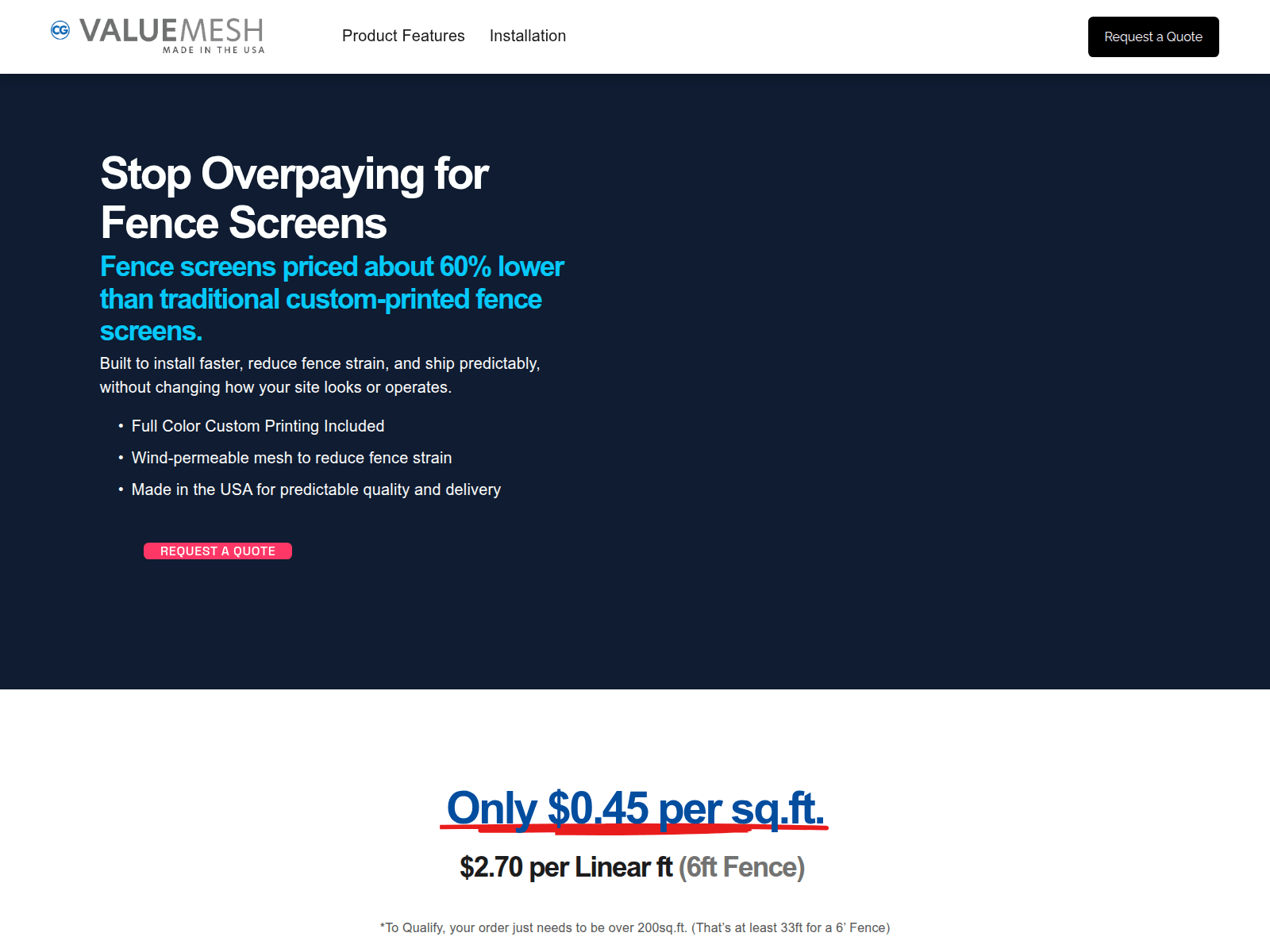 Screenshot of valuemesh-usa.com