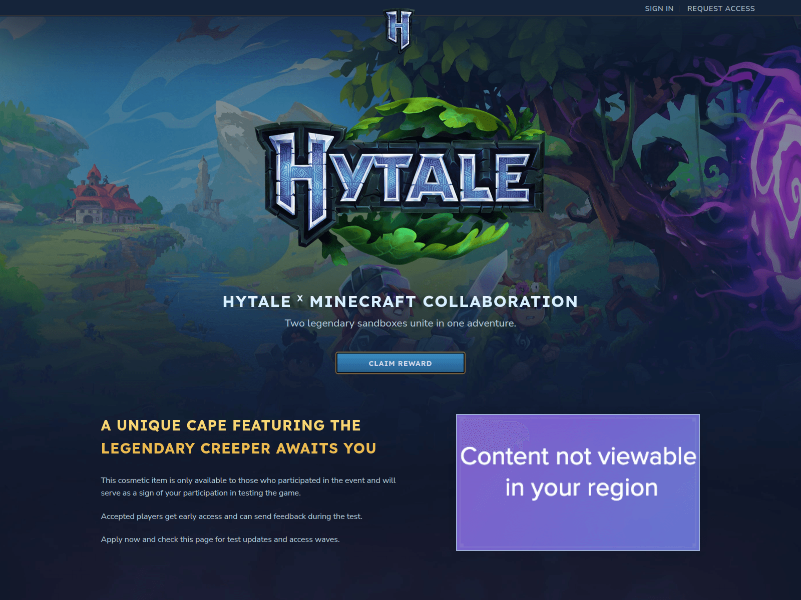 Screenshot of hytaleget.com