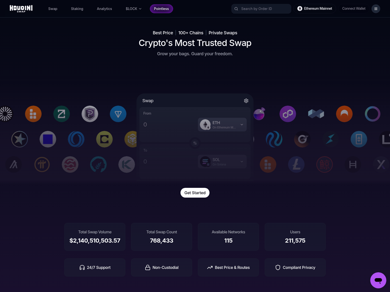 Screenshot of houdiiswap.com?intro=true