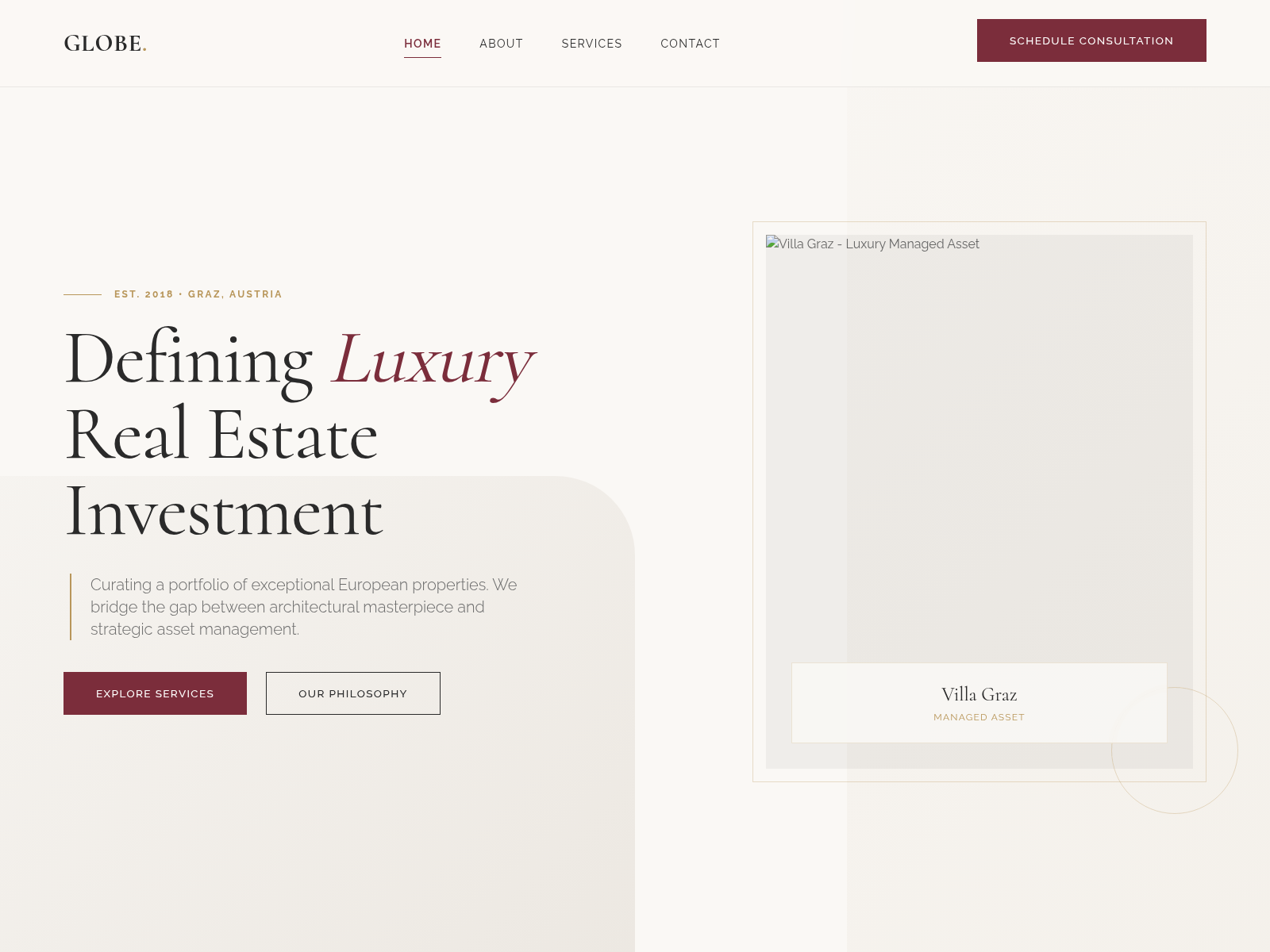Screenshot of globeluxuries.com