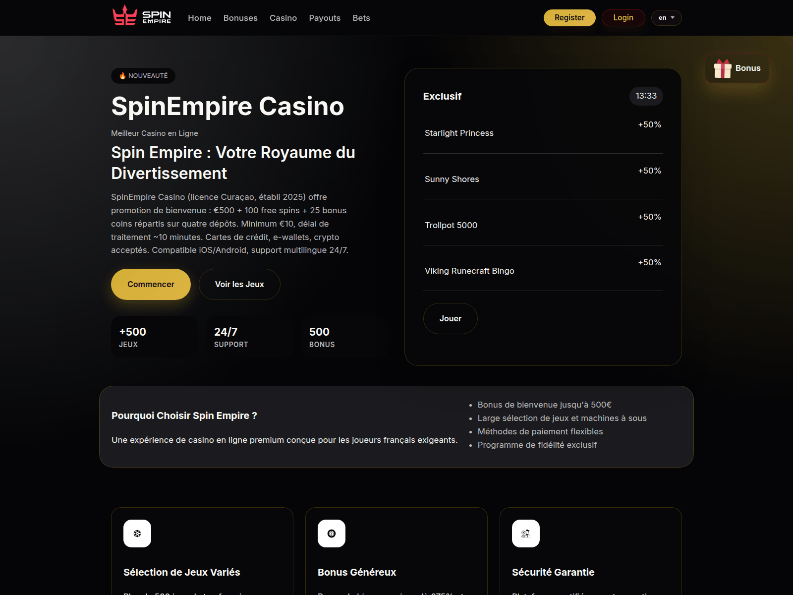 Screenshot of spinempire.games