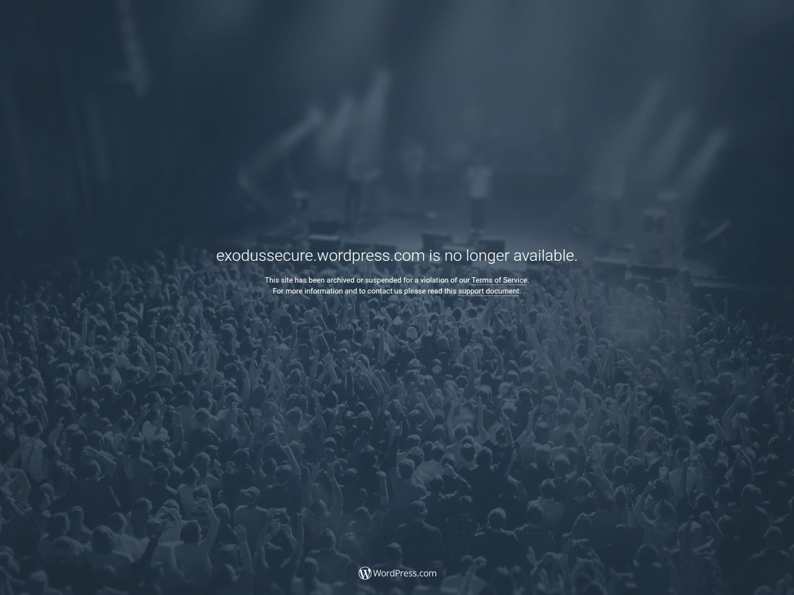 Forensic screenshot of exodussecure.wordpress.com
