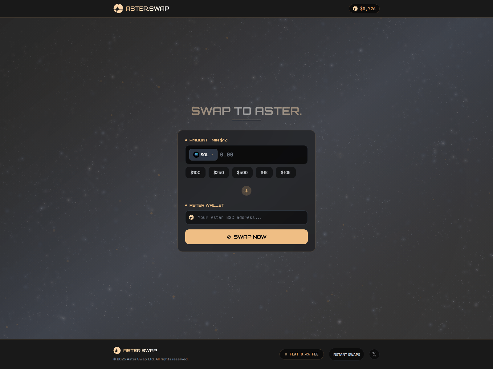 Screenshot of www.asterswap.cc