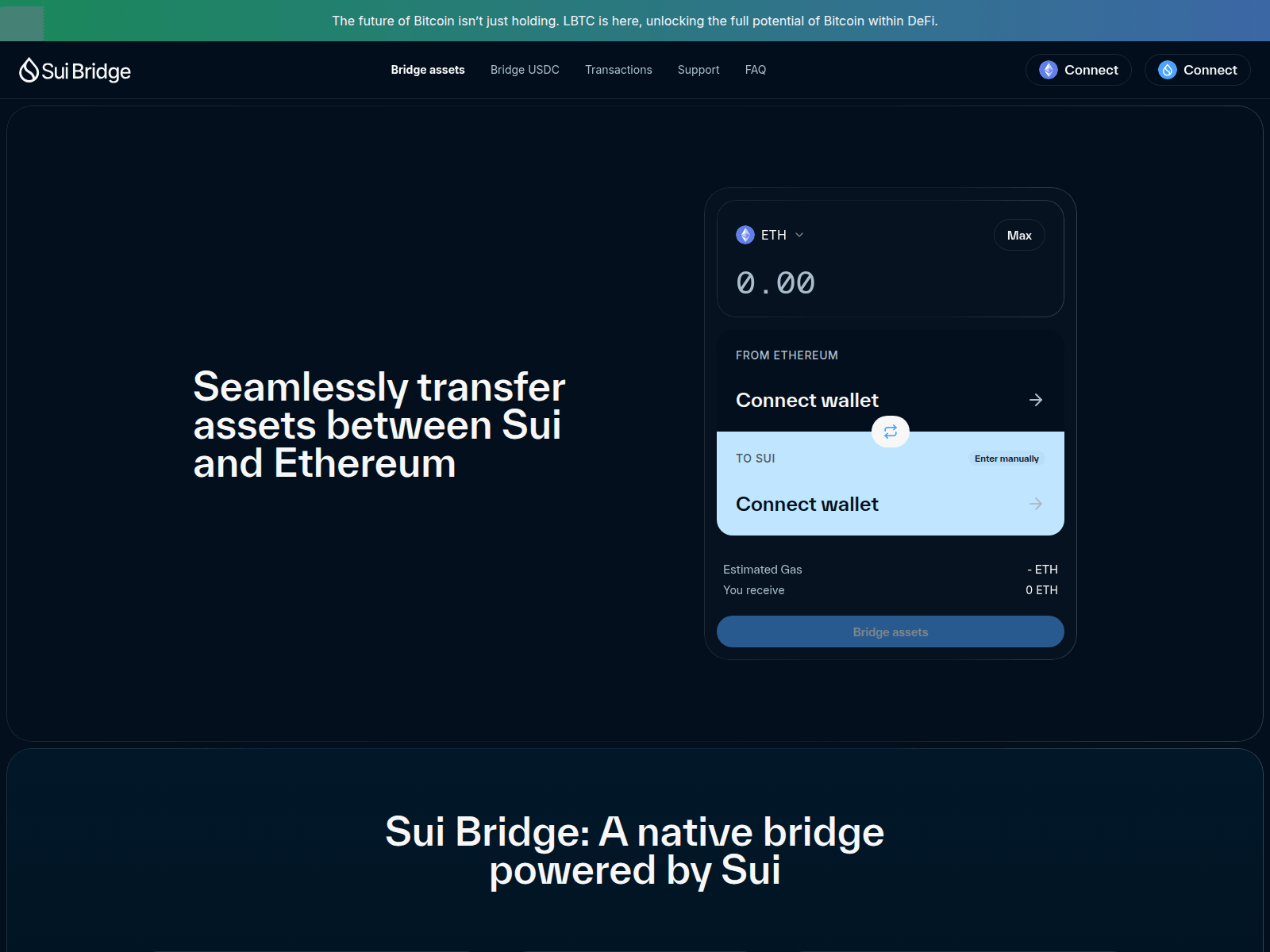 Screenshot of app.suibirdge.com/en?utm_source=bing_original_site=successfully&utm_source=bing&utm_medium=cpc&utm_term=trading_p