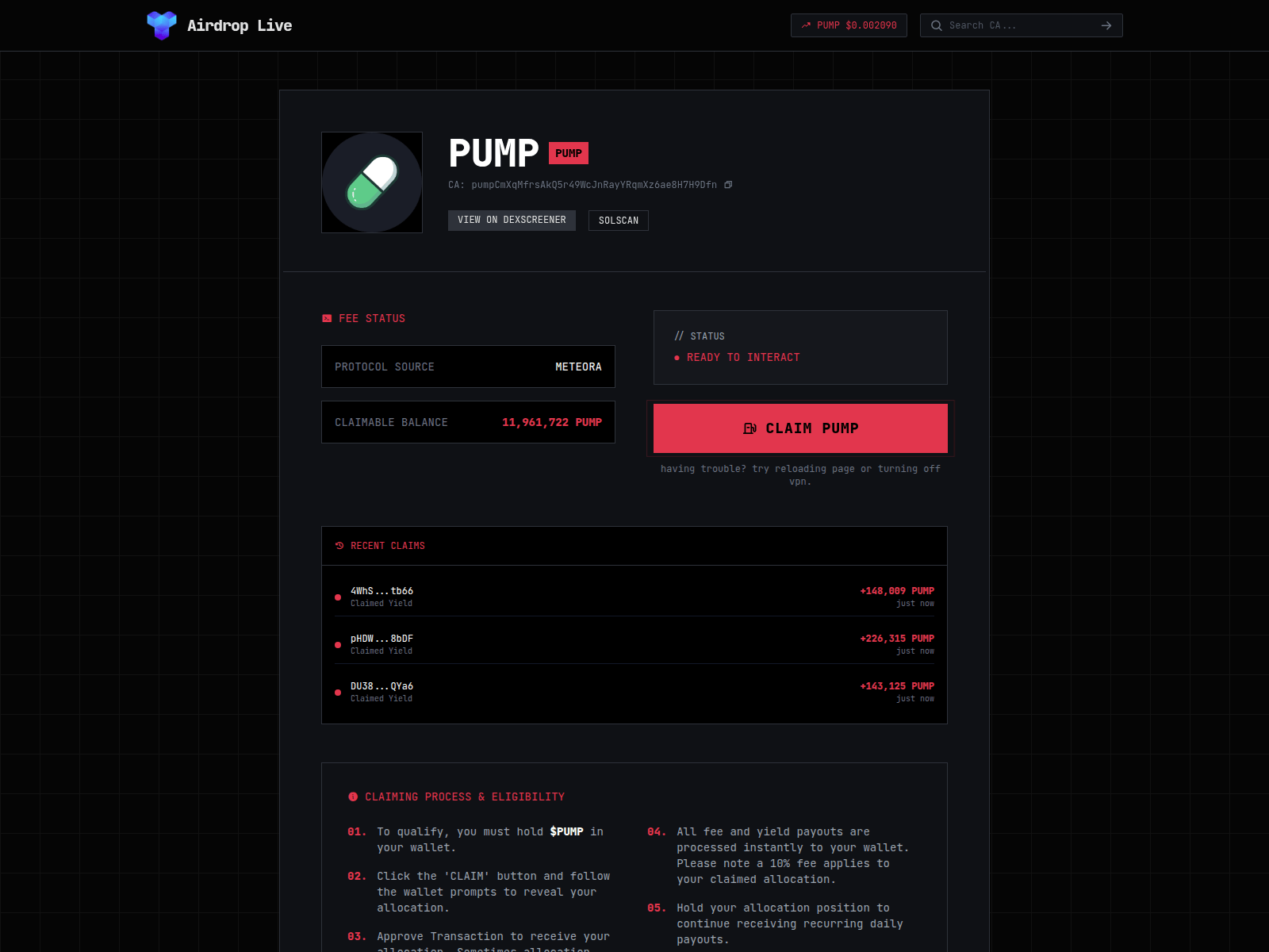 Screenshot of pumpalpha.fun