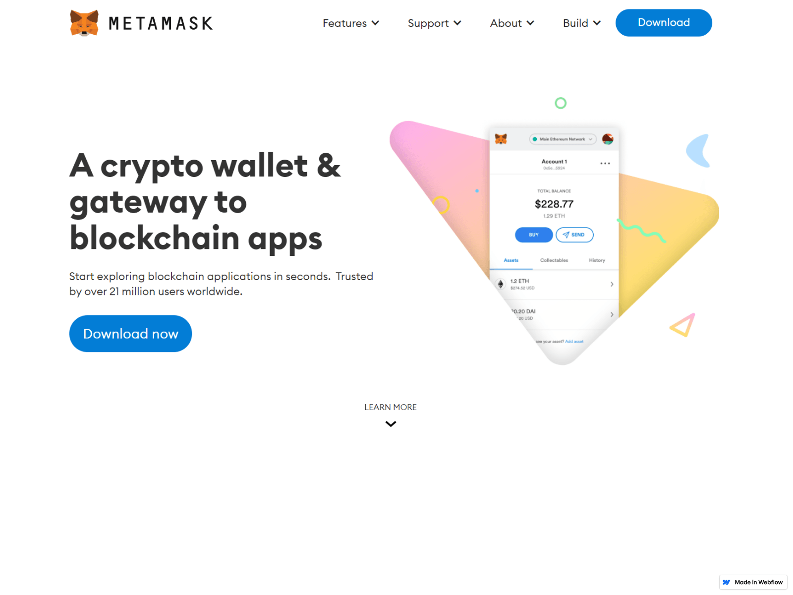 Screenshot of metamasklogini.webflow.io
