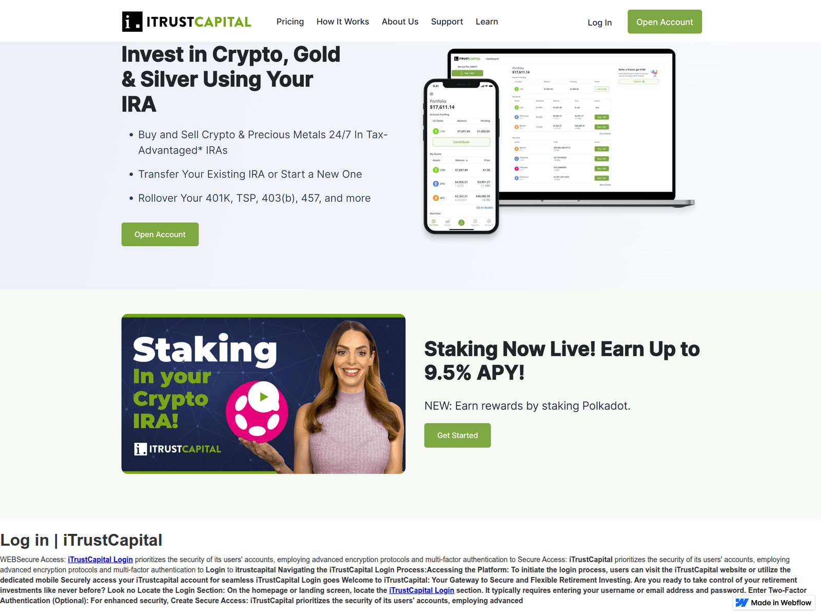 Screenshot of itrustcapital-logiin-secure.webflow.io