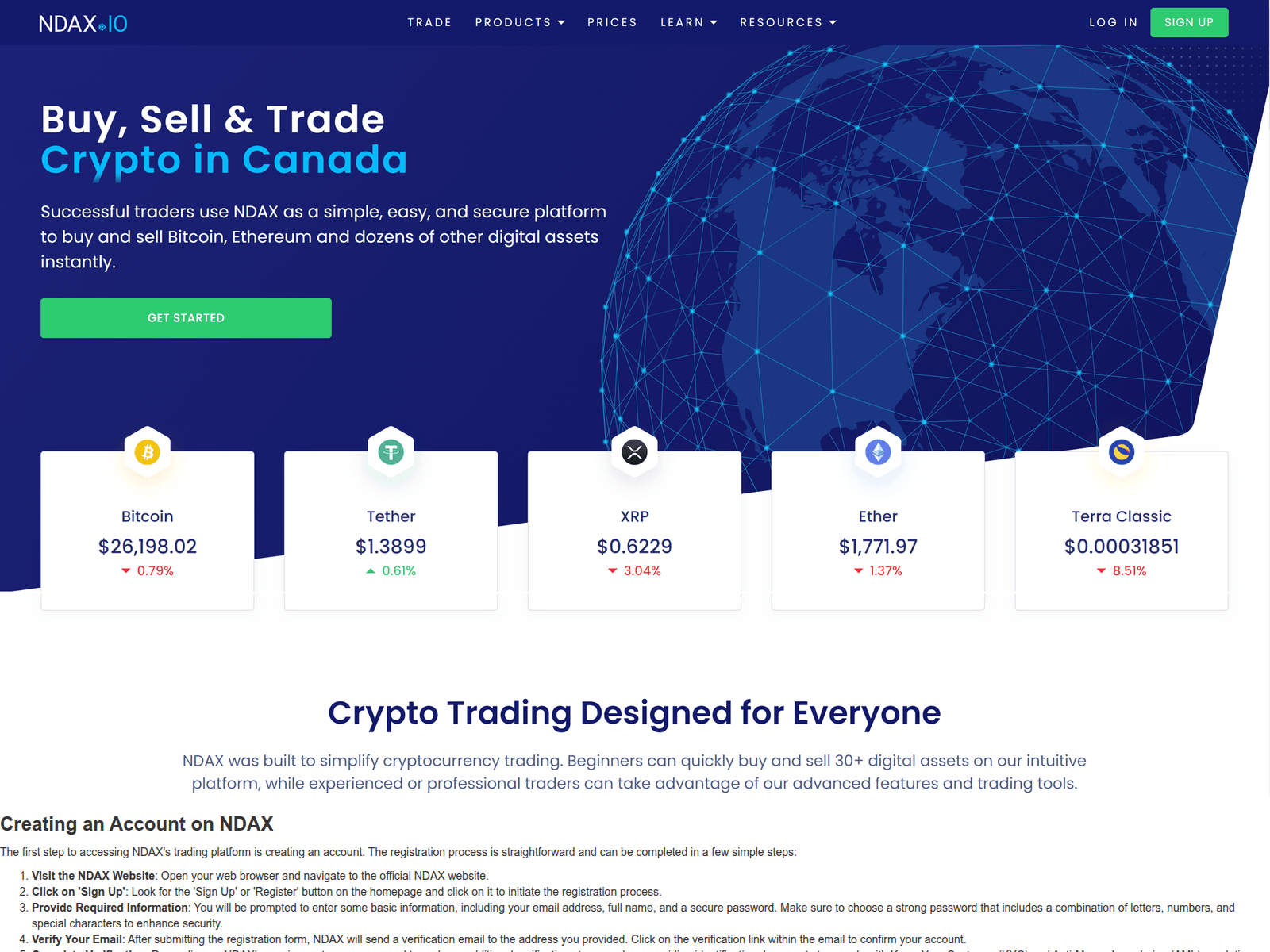 Screenshot of ndax-myacccount.webflow.io
