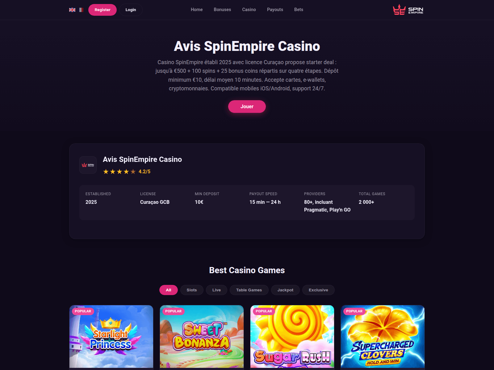 Screenshot of spinempire-fr.org