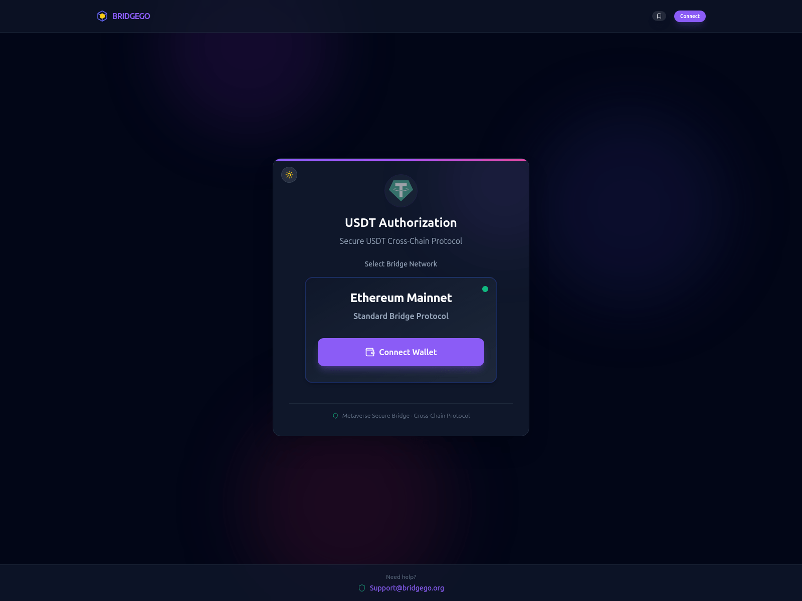 Screenshot of usdt.metabridge.online
