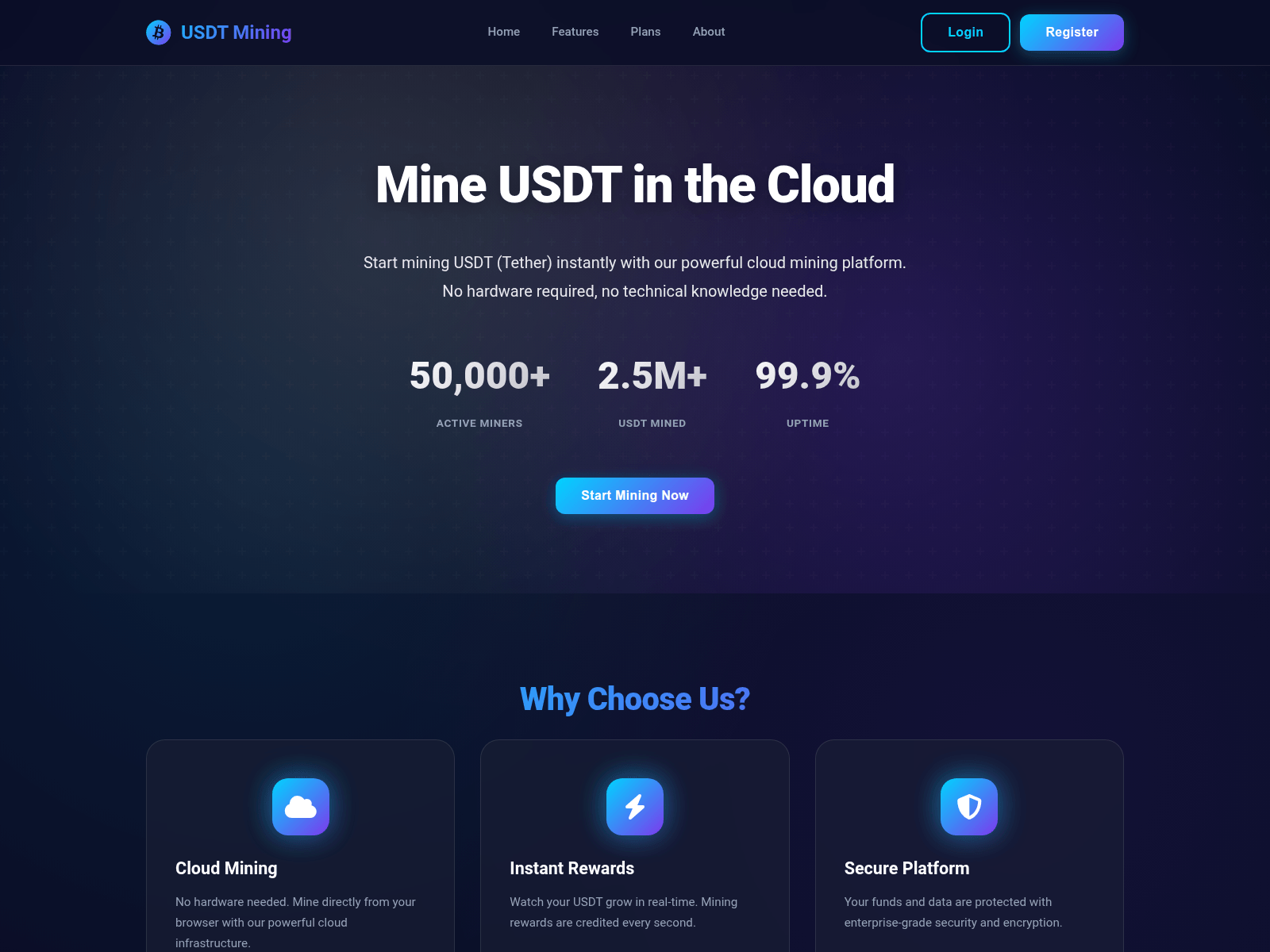 Screenshot of usdtminingwebsite-cryptomining-628f081a-2667.app.omni-coder.com
