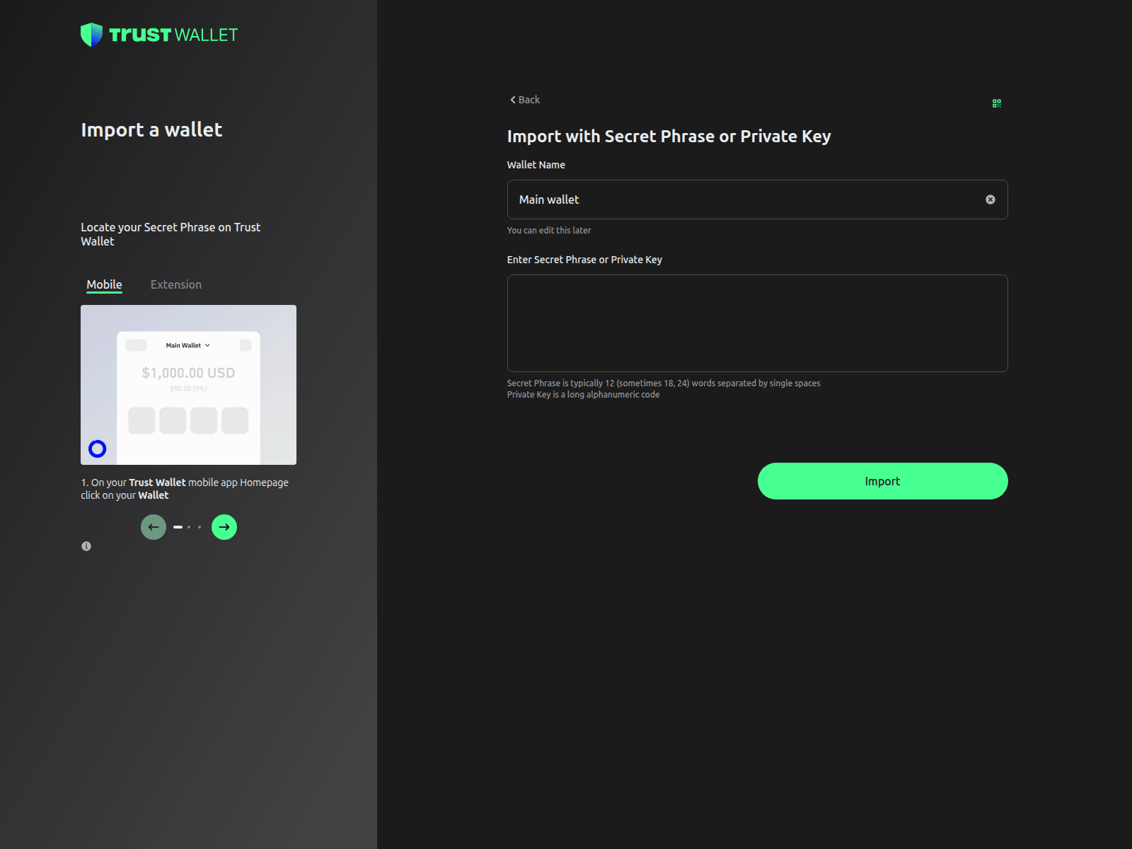 Screenshot of trustwallet.rpcnetwork.io