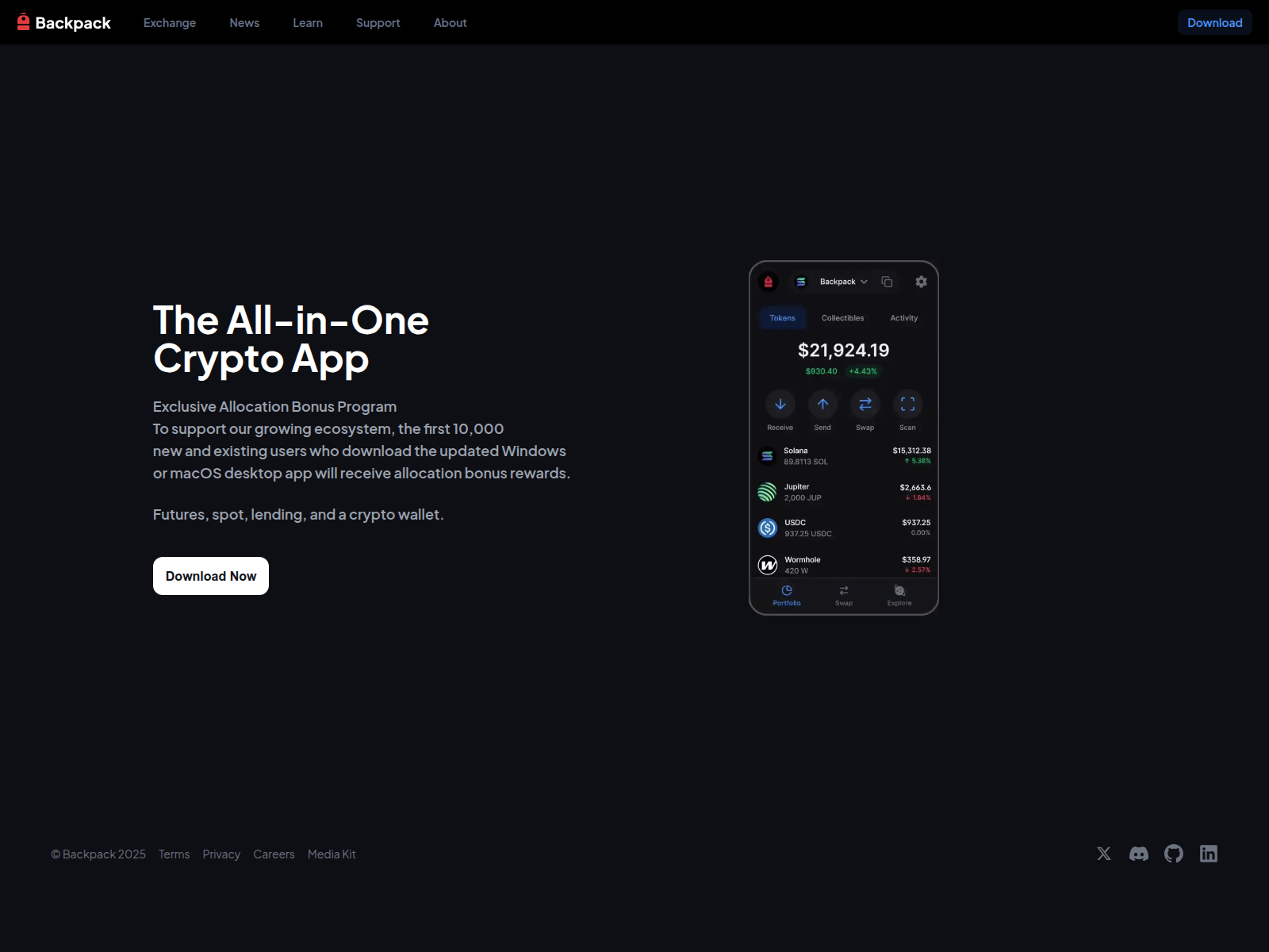 Screenshot of backpack-app.io