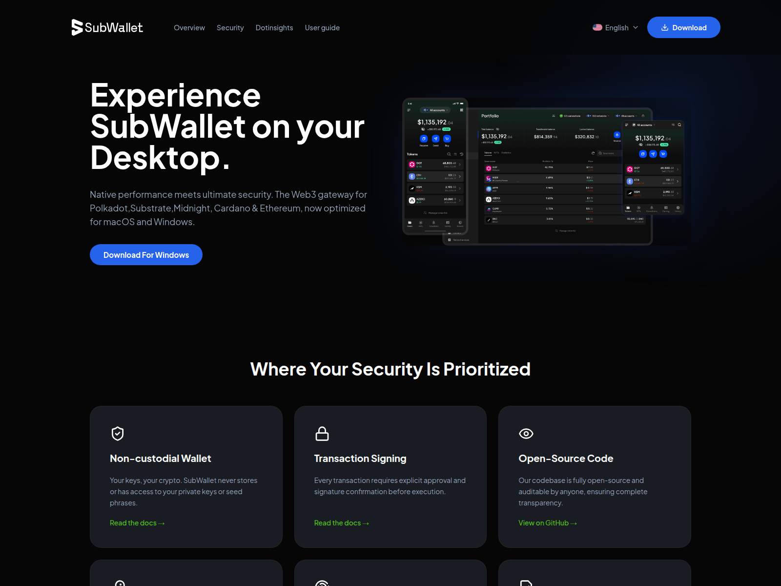 Screenshot of www.subwalletdesktop.app