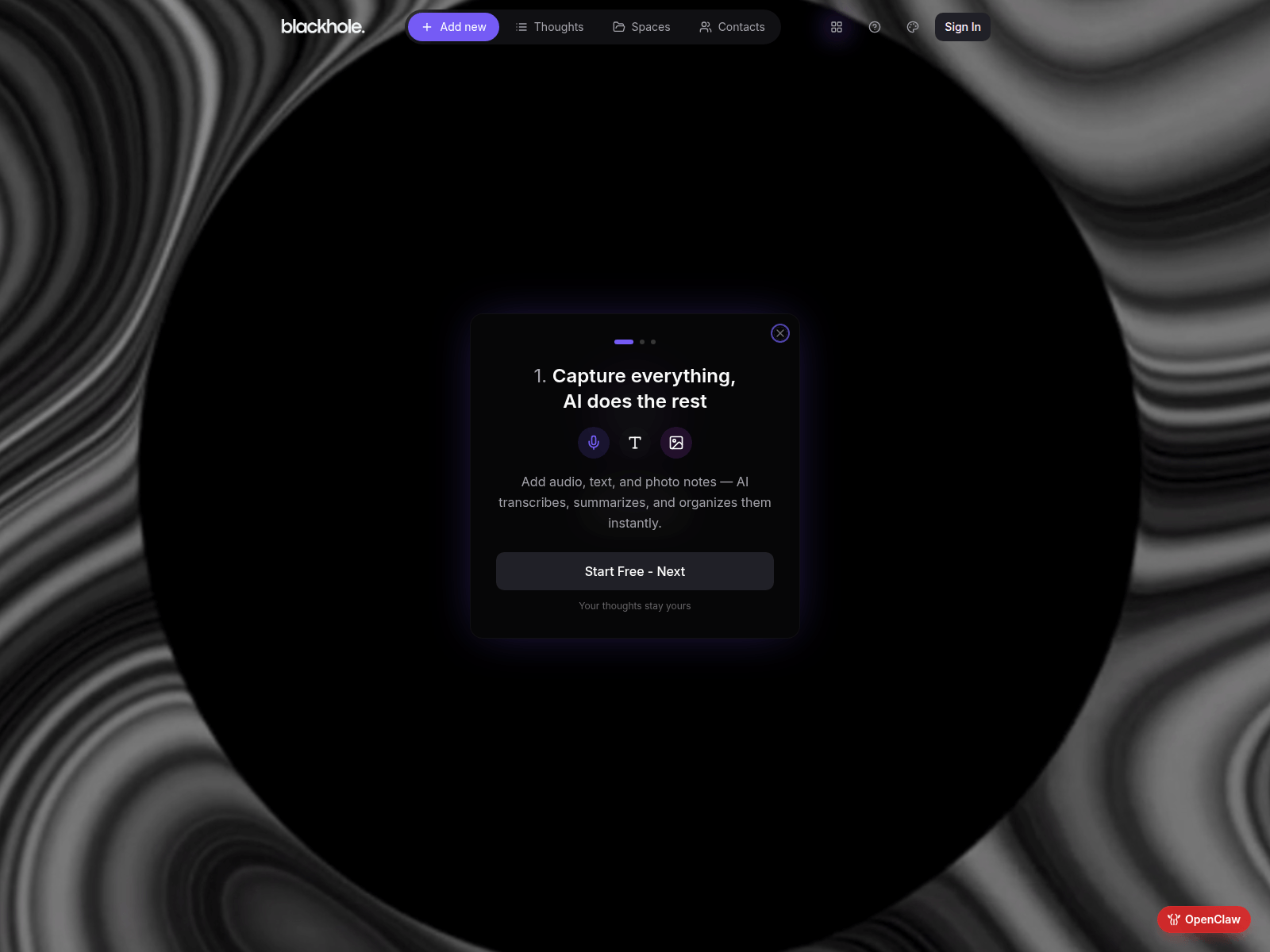 Screenshot of blackholememory.com