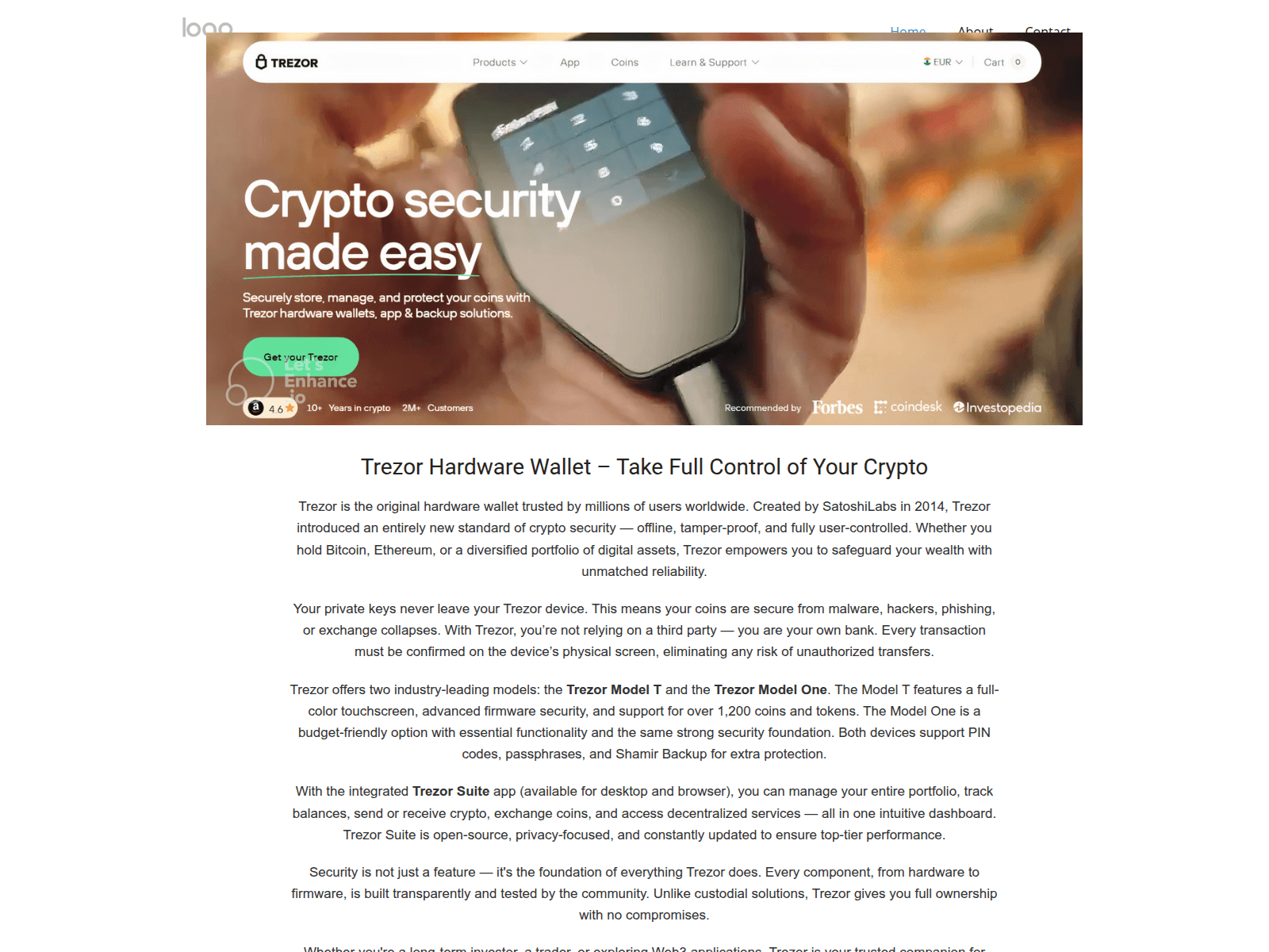 Screenshot of start-trezor.nicepage.io