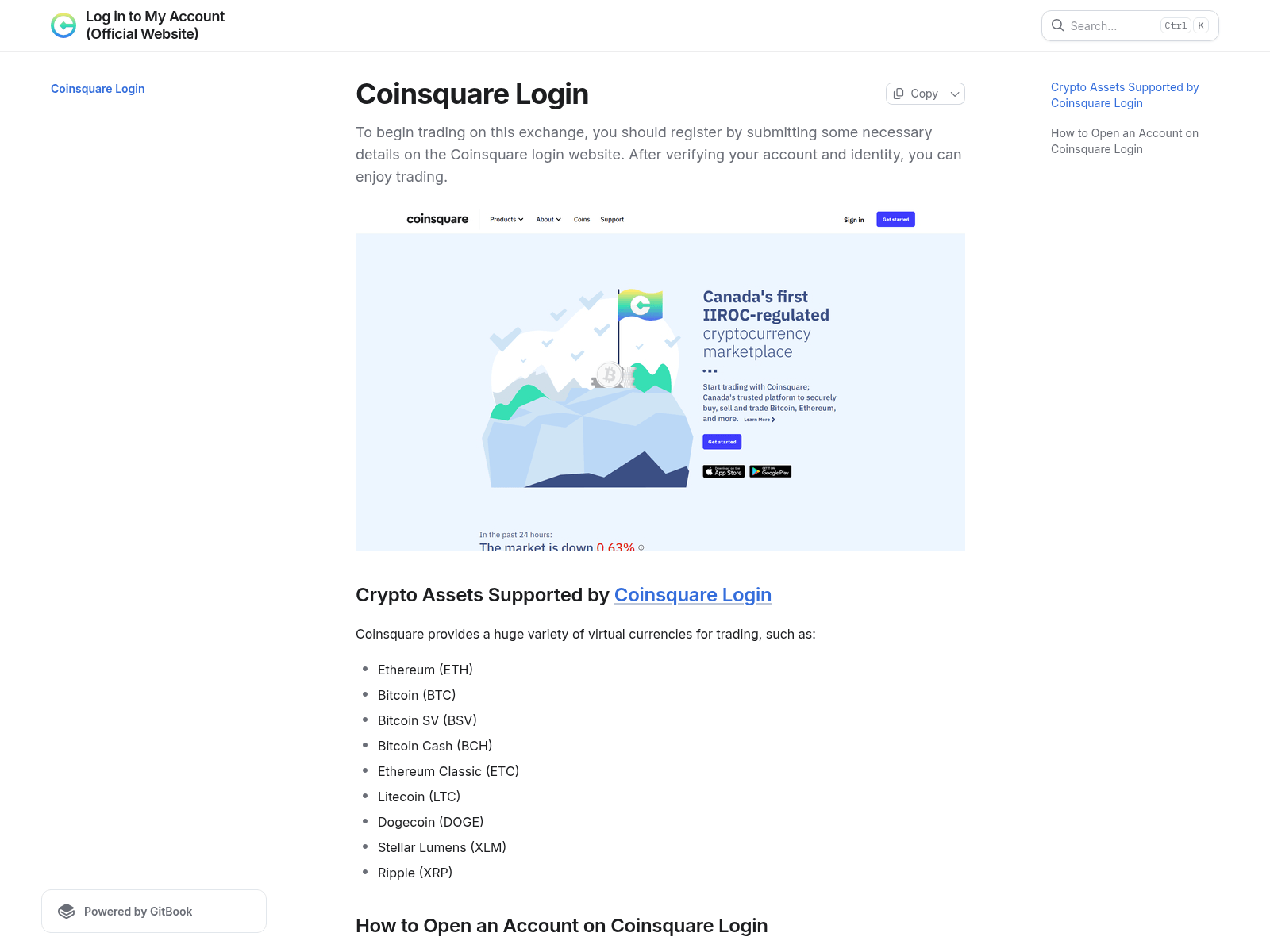 Screenshot of coeinsquarelogin.gitbook.io