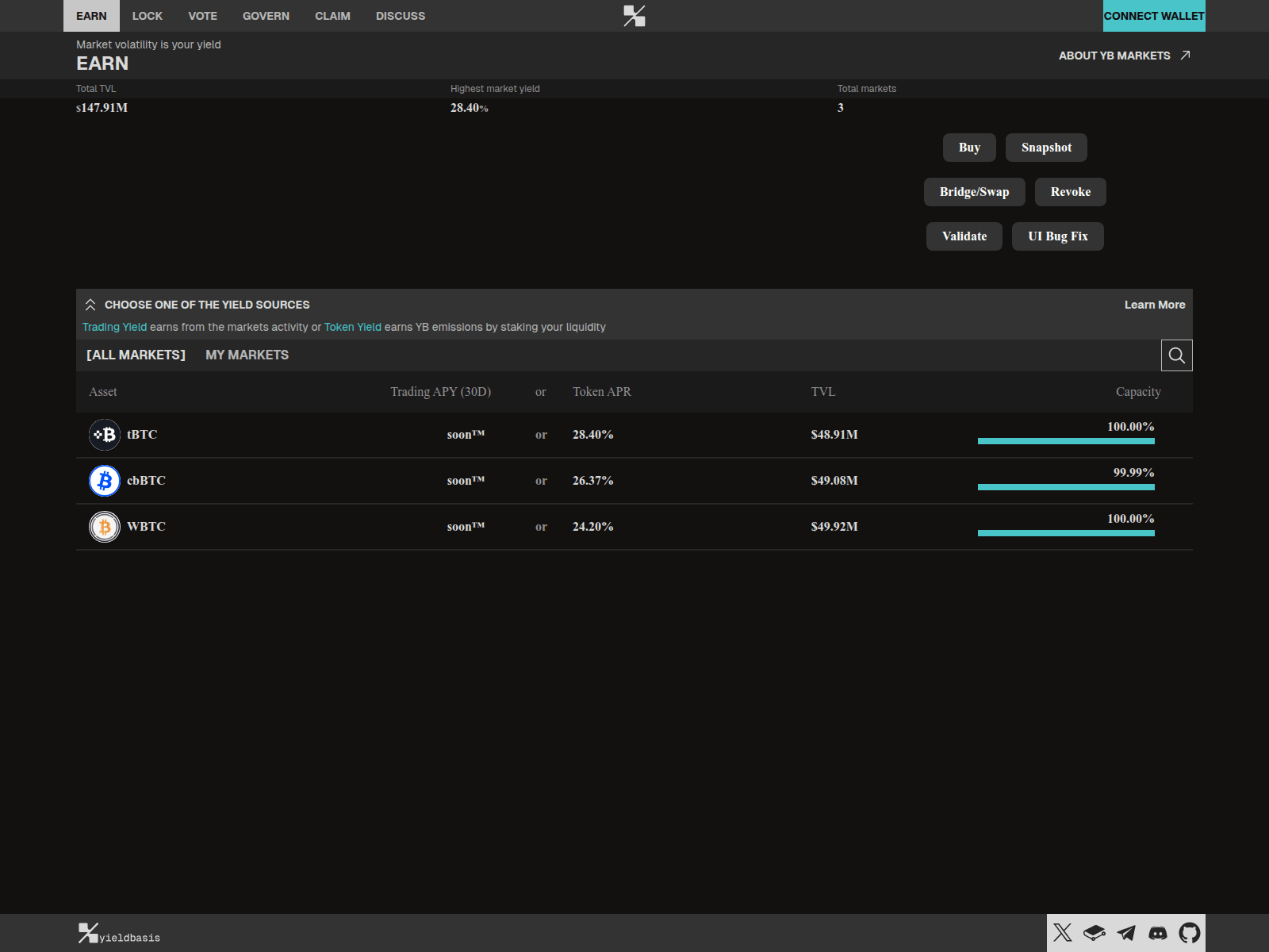 Screenshot of yieldbasis-earn.pages.dev