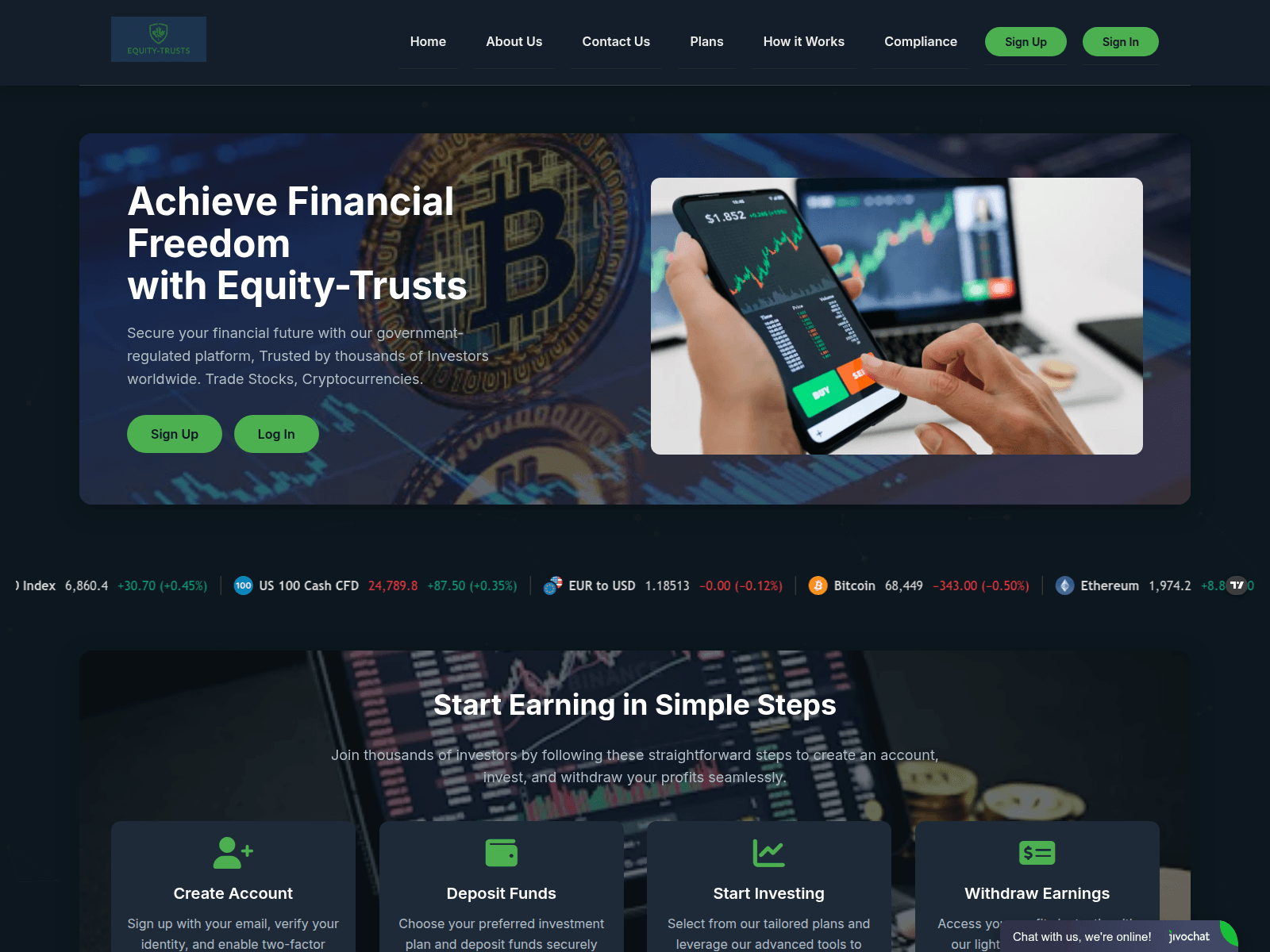 Screenshot of equity-trusts.com.dynamocoins.com