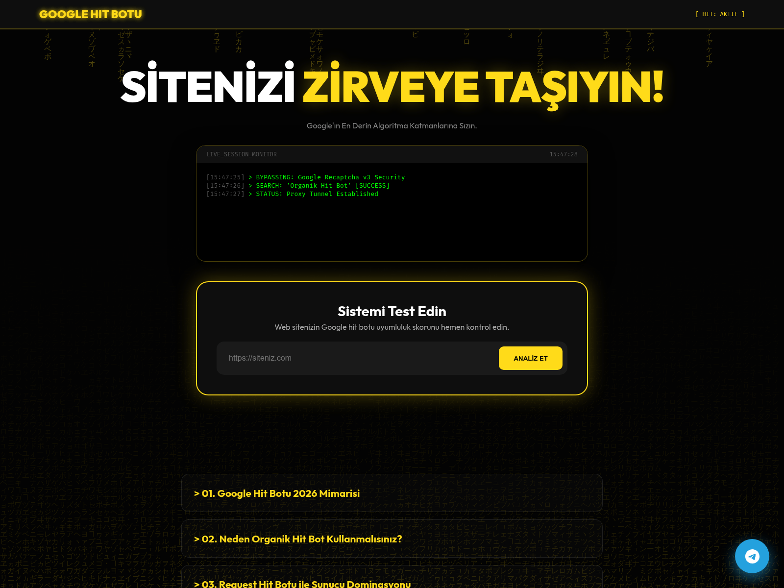 Screenshot of hitbotunuz.com