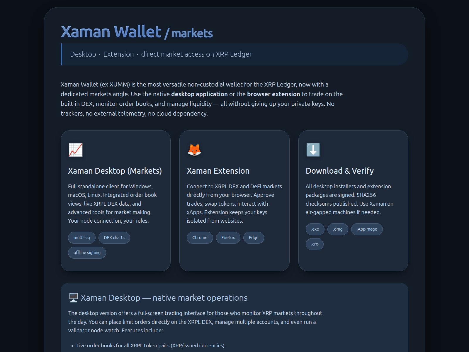 Screenshot of xaman.markets