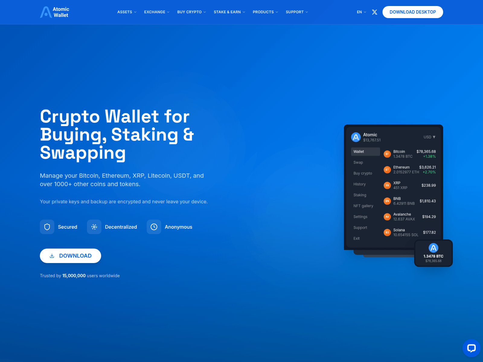 Screenshot of atomicwalletweb.com