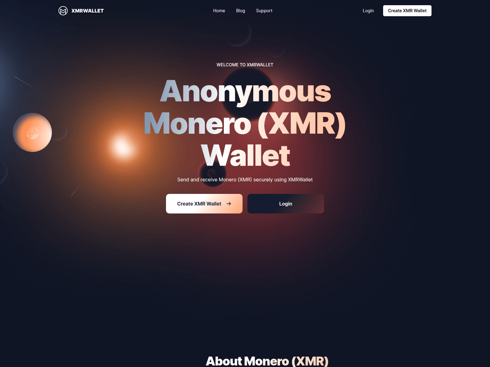 Screenshot of xmr-wallet.com