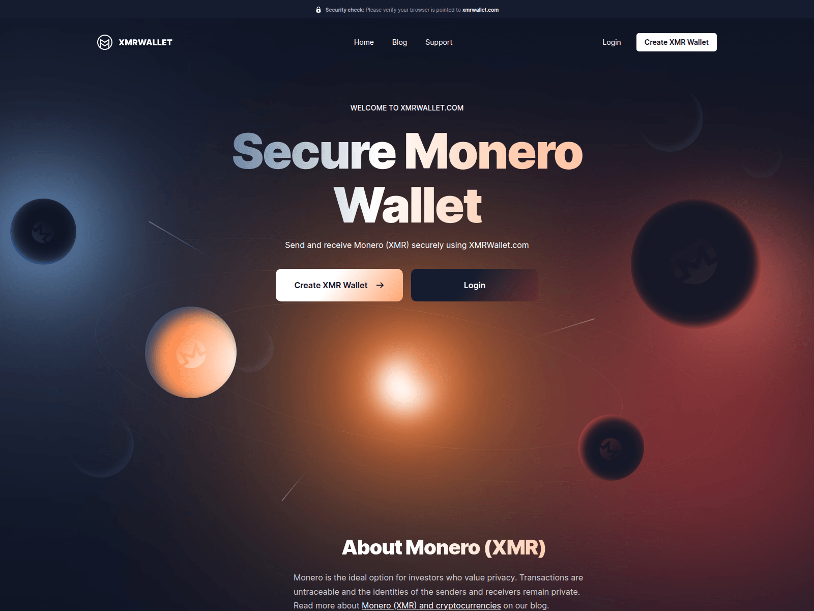 Screenshot of www.xmrwalllet.com