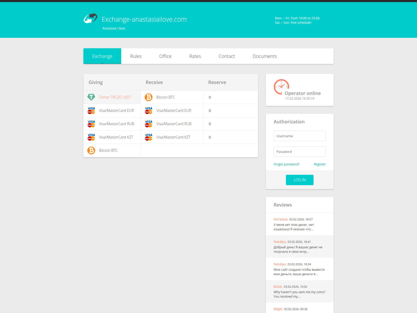 Screenshot of exchange-anastasiailove.com