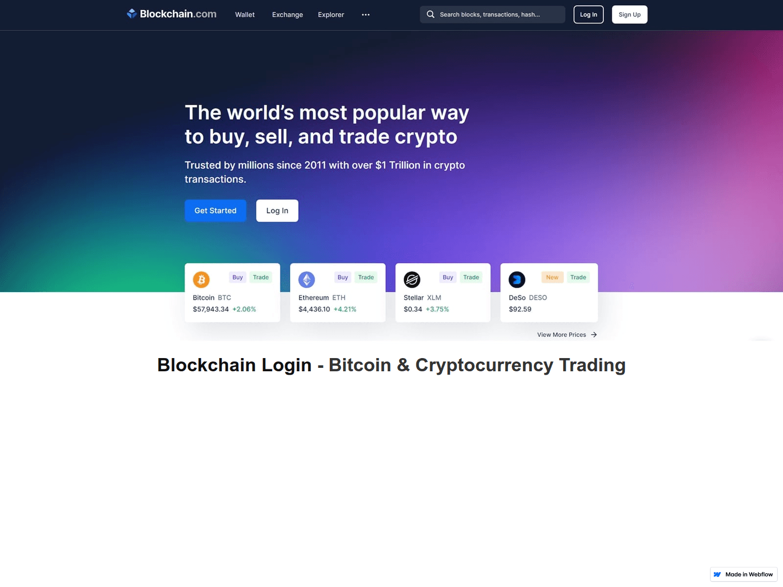 Screenshot of blockchainloginus.webflow.io