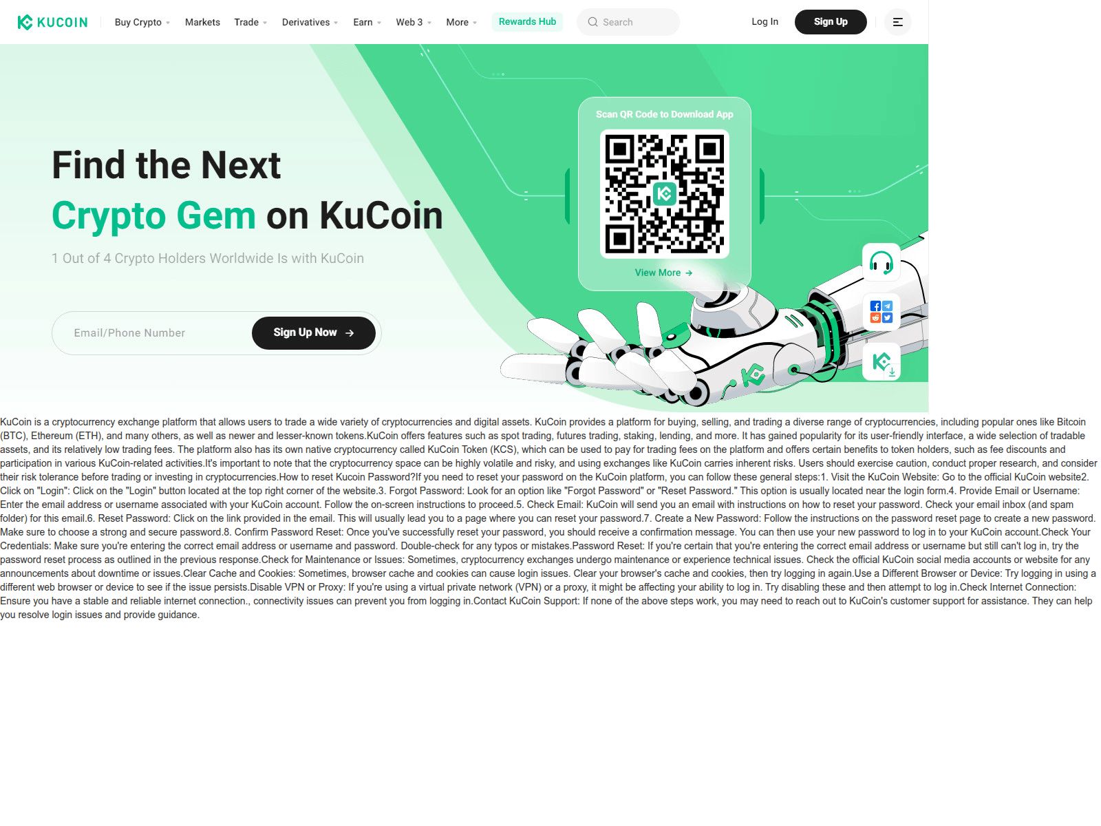 Screenshot of kucoiin-custommersupporrtnumbber.webflow.io