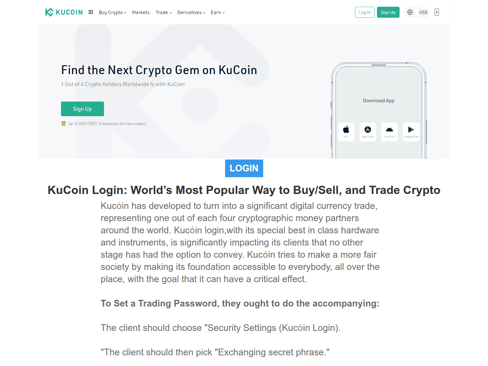 Screenshot of kucoinloginf.webflow.io
