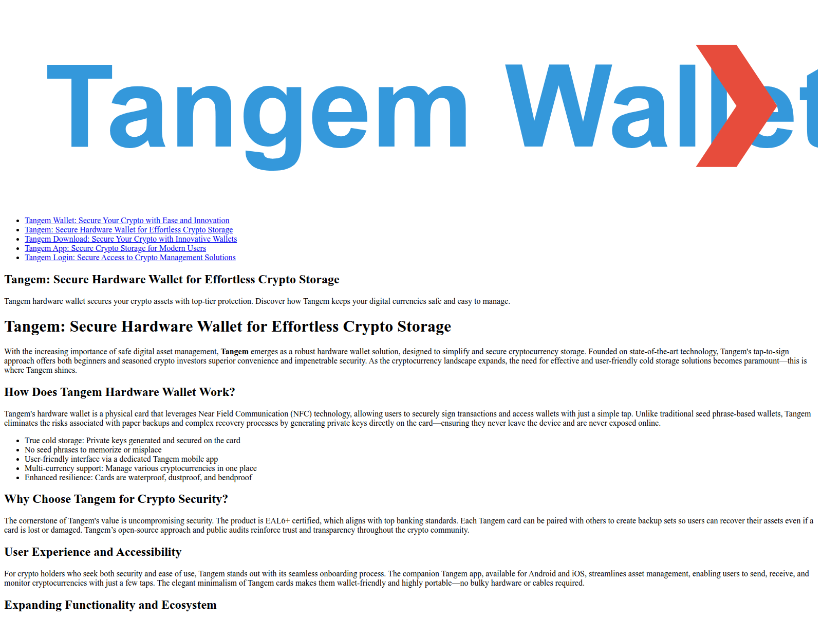 Screenshot of tangemwallet.app