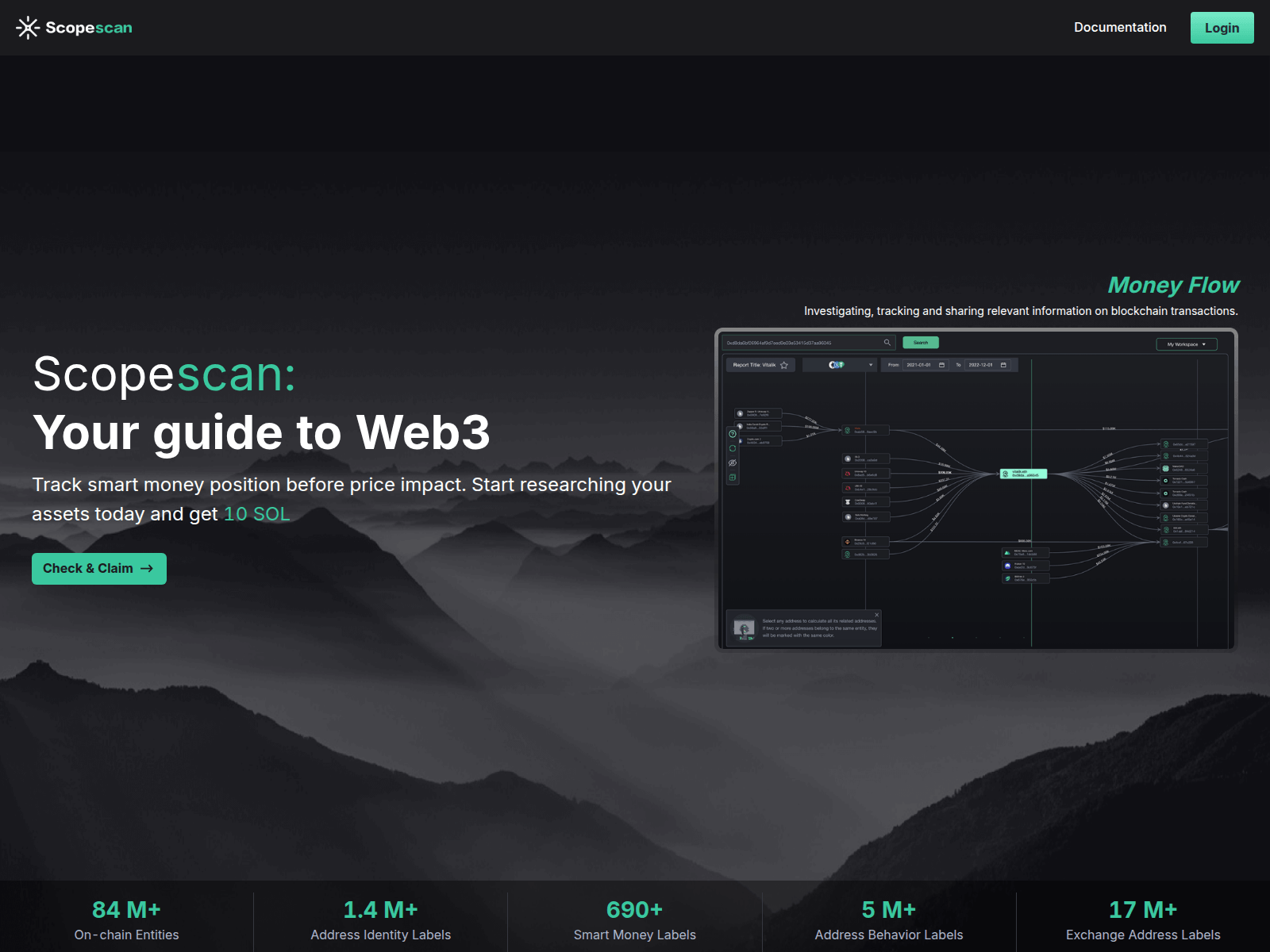 Screenshot of scopescan.net?newsmartMoney/ca=85SYbDKrffSFjK2gkYRkR1fS3EvNNTezVUojUNhGpump